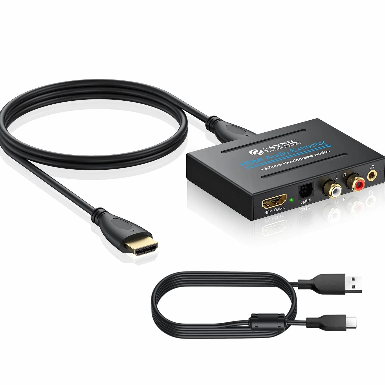 Estrattore Audio HDMI 4K/30Hz, Convertitore HDMI a SPDIF/RCA/3.5mm con Interruttore On/Off e Cavo Type-C