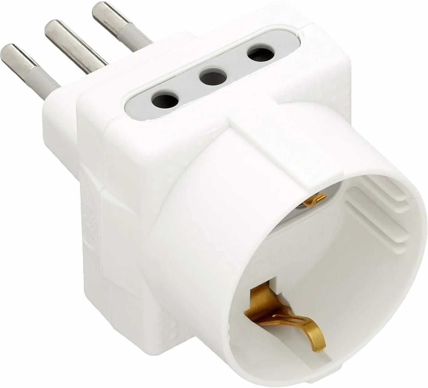 Bticino S3610D Adattatore Tris, Bianco, 1 Presa Tedesca 2 Prese, 10A
