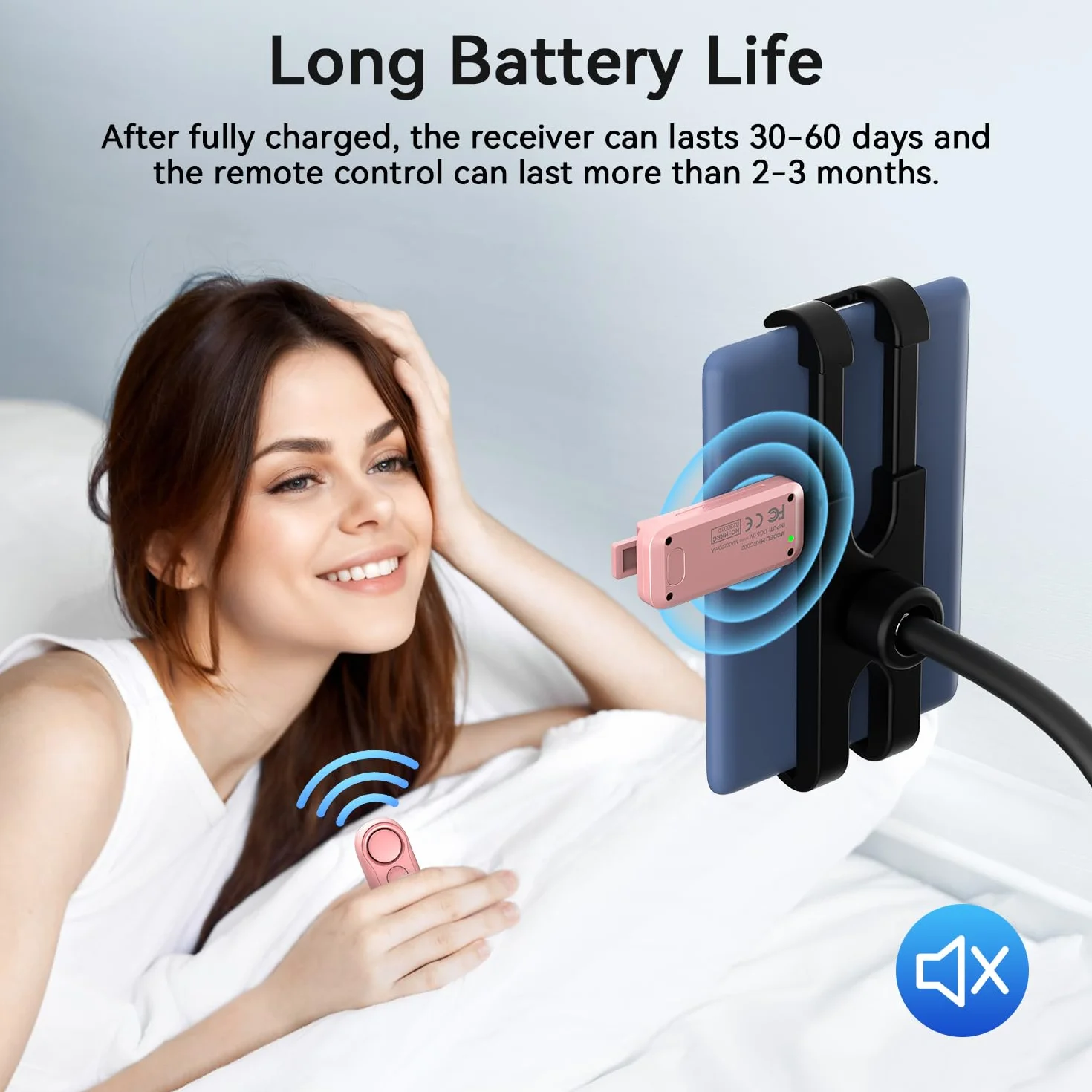Supporto Regolabile per Kindle con Telecomando Pagina Turner HKRC004 Rosa, per iPad/Tablet, Regalo Lettori