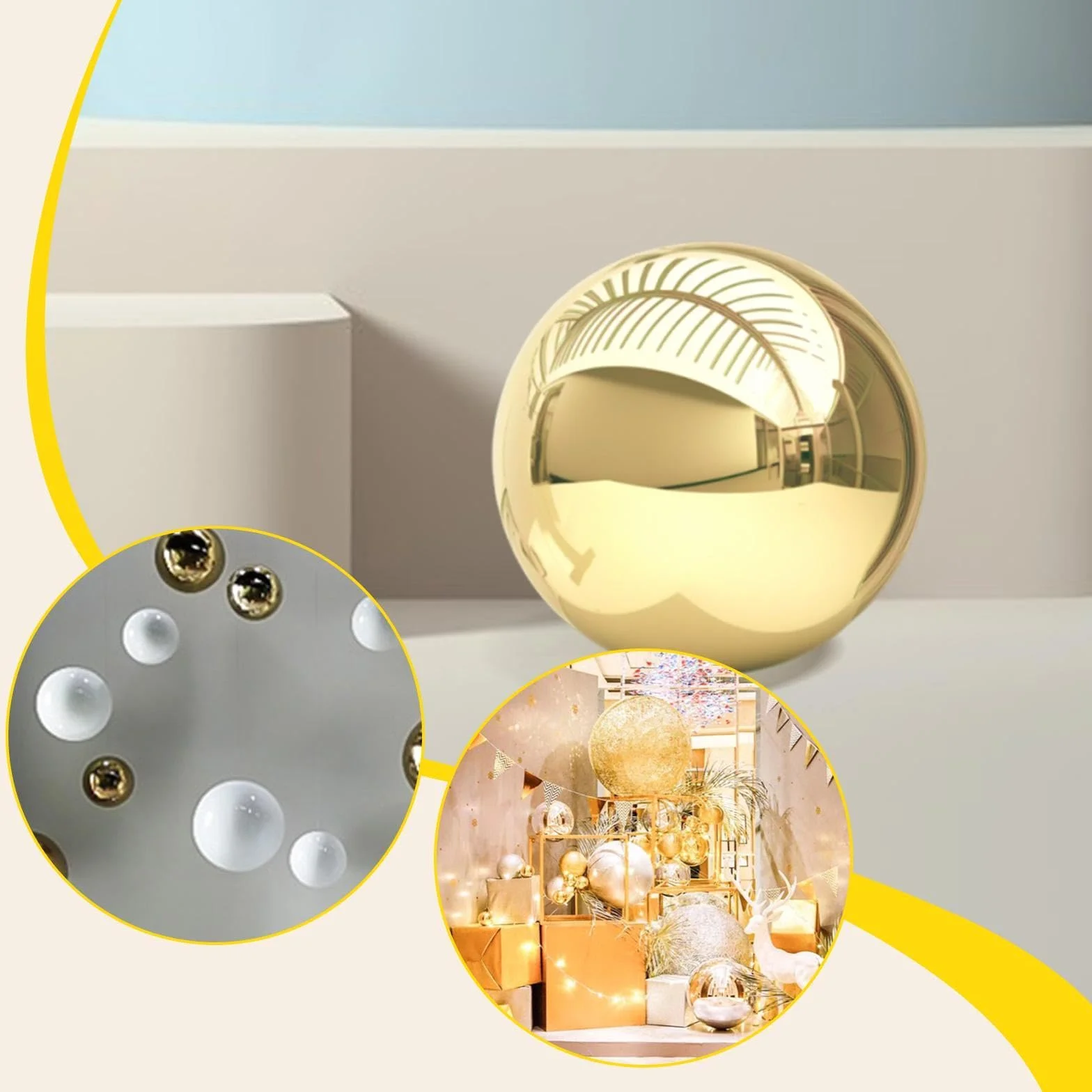 Sfera a Specchio Decorativa in Acciaio Inossidabile, Sfera in Metallo, Decorazione per Esterni, casa, 13.5 Cm