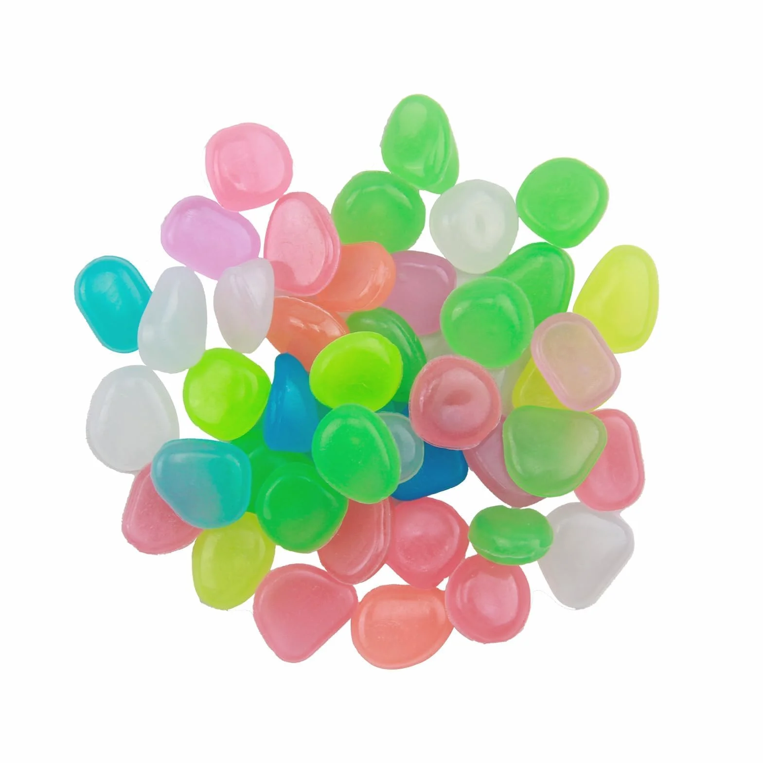 Pietre Luminose da Giardino 300 PCS, Sassi da Giardino, Decorative Sassi Luminosi, Brillanti Ciottoli, Pietre Luminosi per Acquario Prati Terrazza, Sassi Decorativi per Vasi, Pietra Luminosa, Colorati