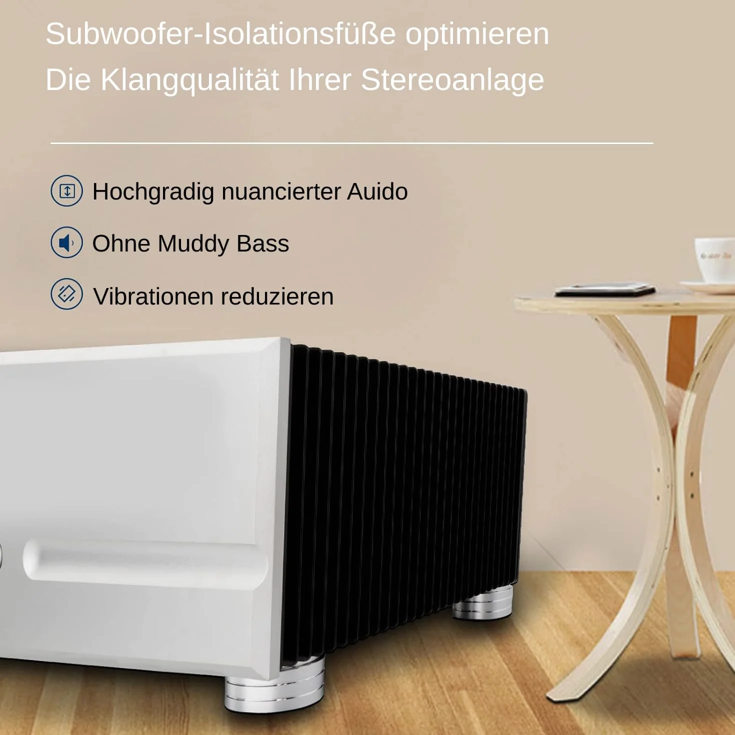 Monosaudio HiFi Spikes Pad 58 x 22 mm piedini in alluminio ammortizzatore per altoparlanti M4 x 0,7