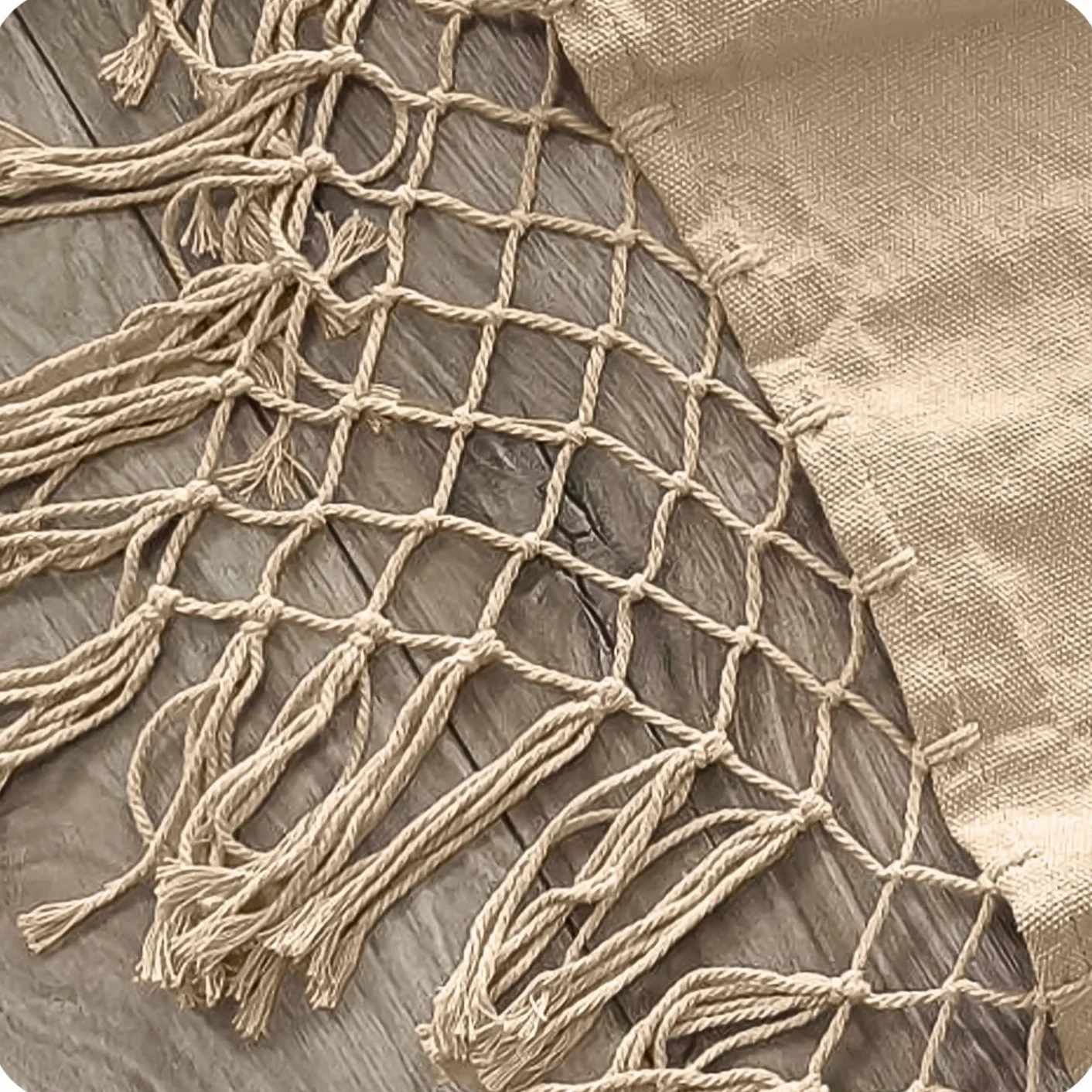 Amaca da esterno in stile bohémien 190 x 150 cm beige 120 kg cotone poliestere con frange sacchetto trasporto
