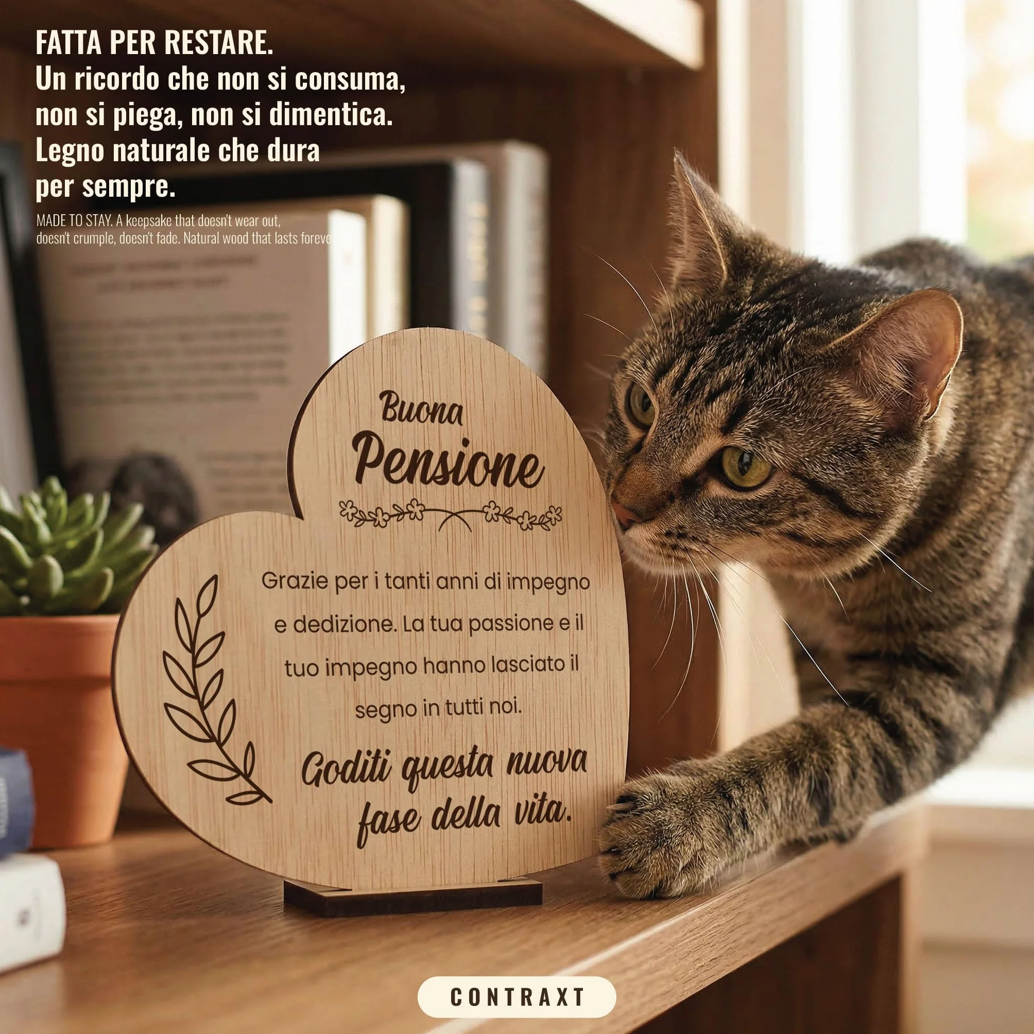 CONTRAXT Biglietto Originale per la Pensione in Legno Regalo Unico per Uomini Donne Colleghi Capoufficio Amici Insegnanti