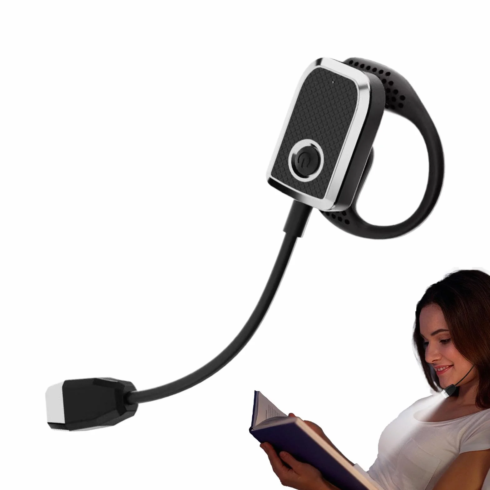 Générique Ear Wearing Reading Light, Ricaricabile Led Folding Ear Light, Regolabile Lightweight for Home, Travel, Camping