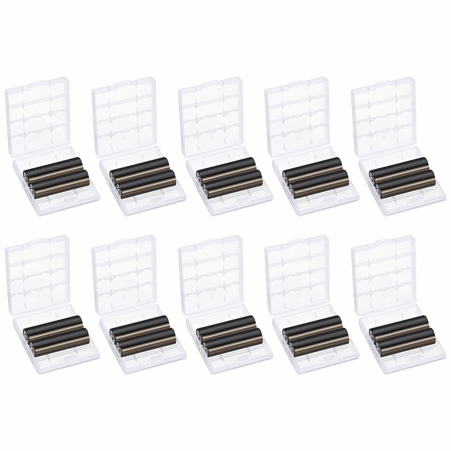 QUARKZMAN Porta Batterie Organizer Scatola Immagazzinaggio 4 x AA/AAA Custodia In Plastica Trasparente Confezione 10