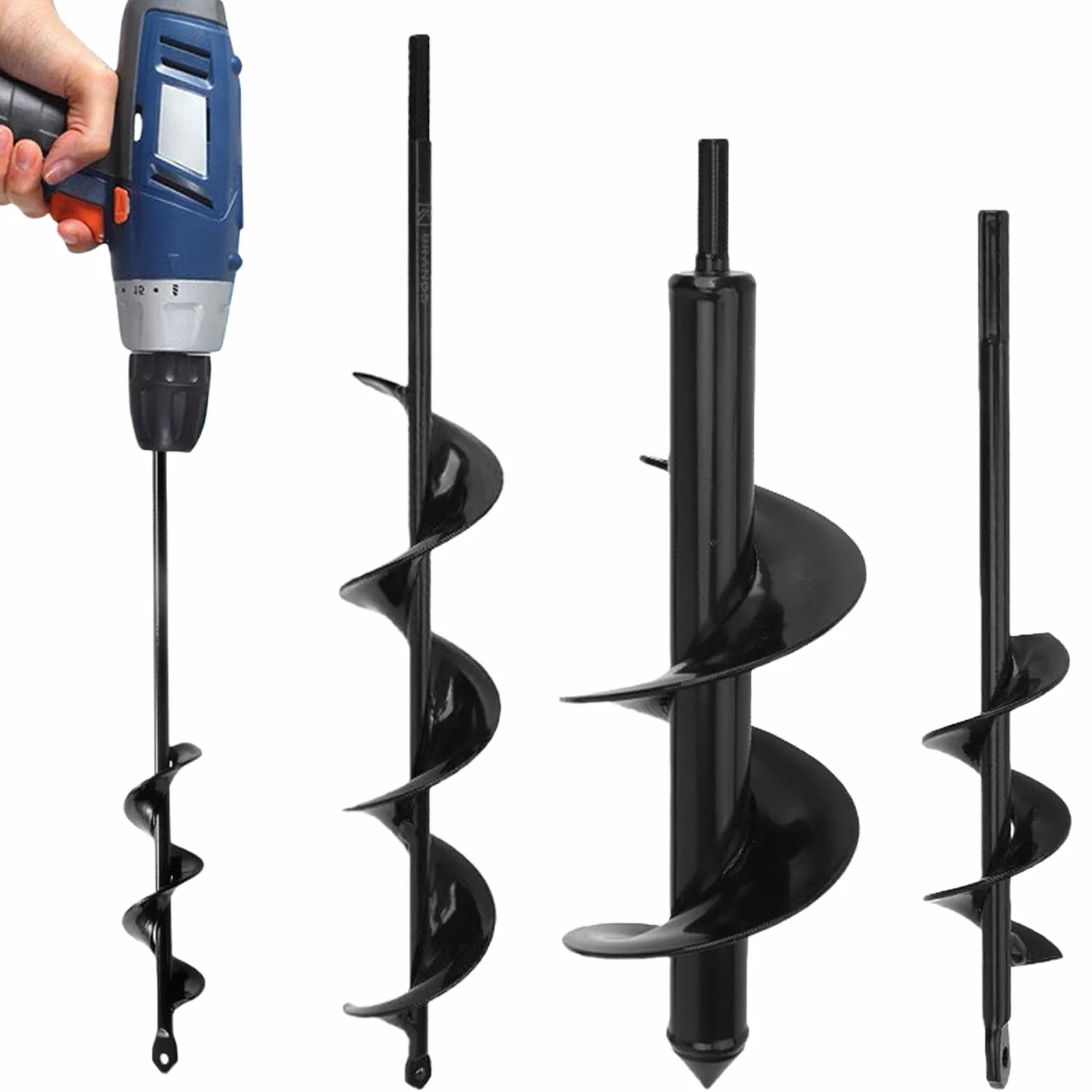4 punte per trapano a terra, 4 x 42 cm, 8 x 30 cm, 4 x 22 cm, con guanti da giardino, per avvitatore a batteria, trapano, avvitatore a batteria, carichi pesanti, fioriere a vite