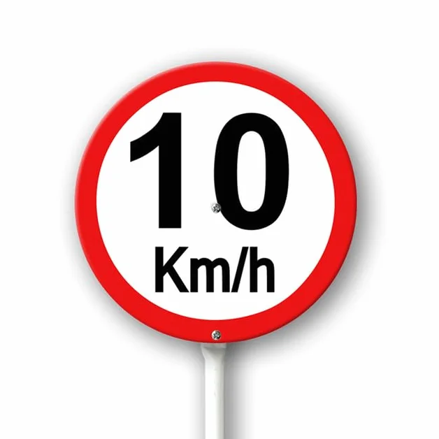 Segnale limite di velocità 10 km con pali in metallo, cartello in alluminio per uso esterno, 23 x 23 cm, resistente alle intemperie