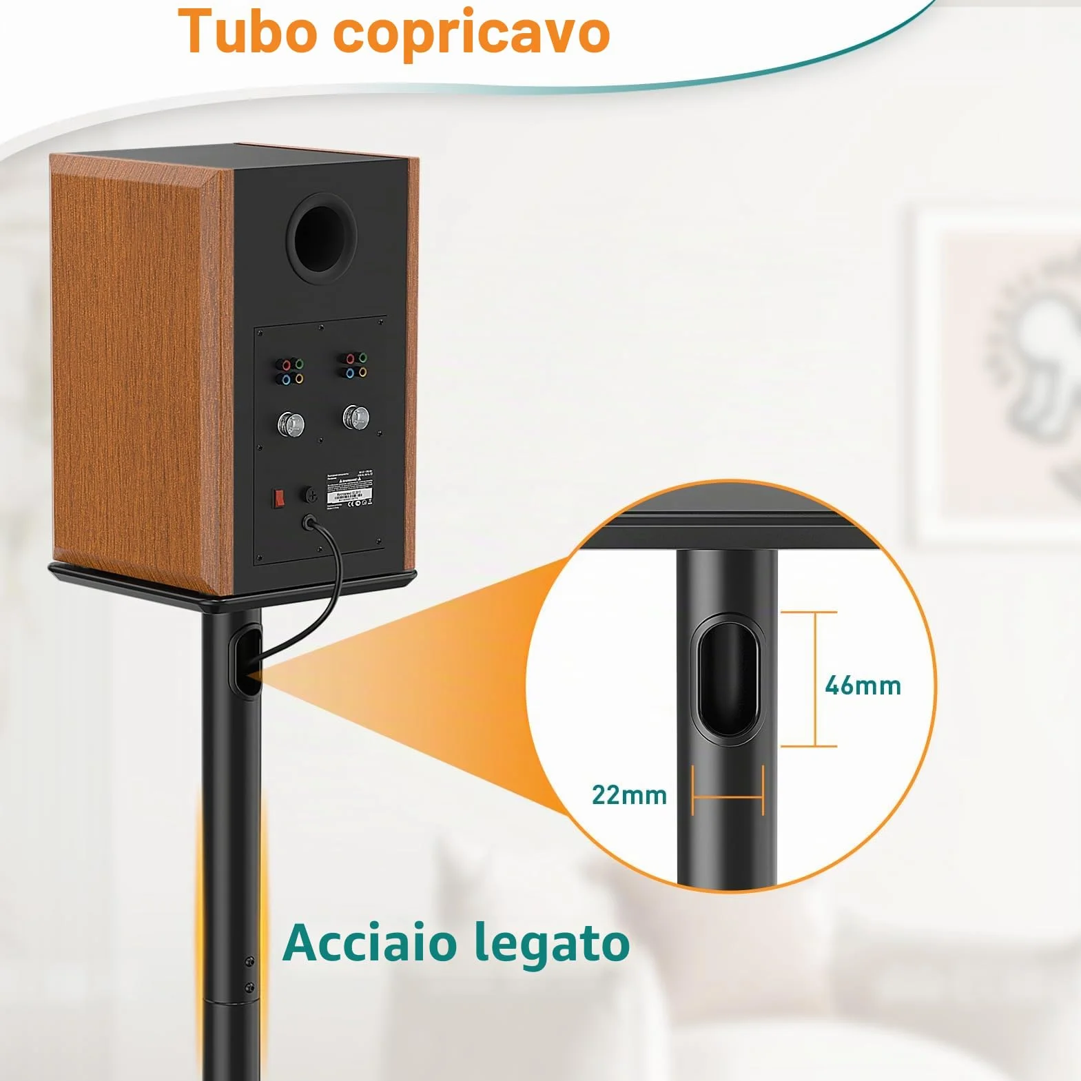 ELIVED Supporto altoparlante 808mm base vetro 10kg per Teufel JBL Sony