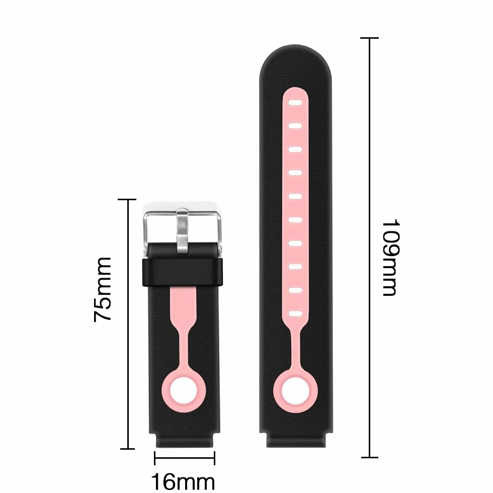 Kidizoom DX2 Cinturino di Ricambio in Silicone 16 mm per Smartphone Bambini (Nero-Rosa)