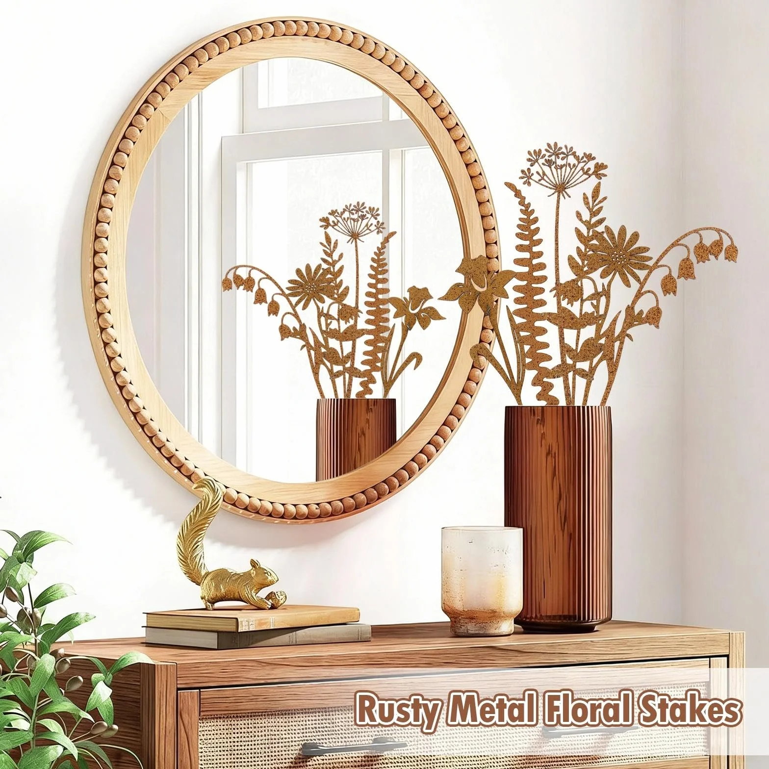 Set di 10 decorazioni da giardino in metallo per piante, decorazione da giardino, decorazione in ruggine, per prati, cortili, balconi