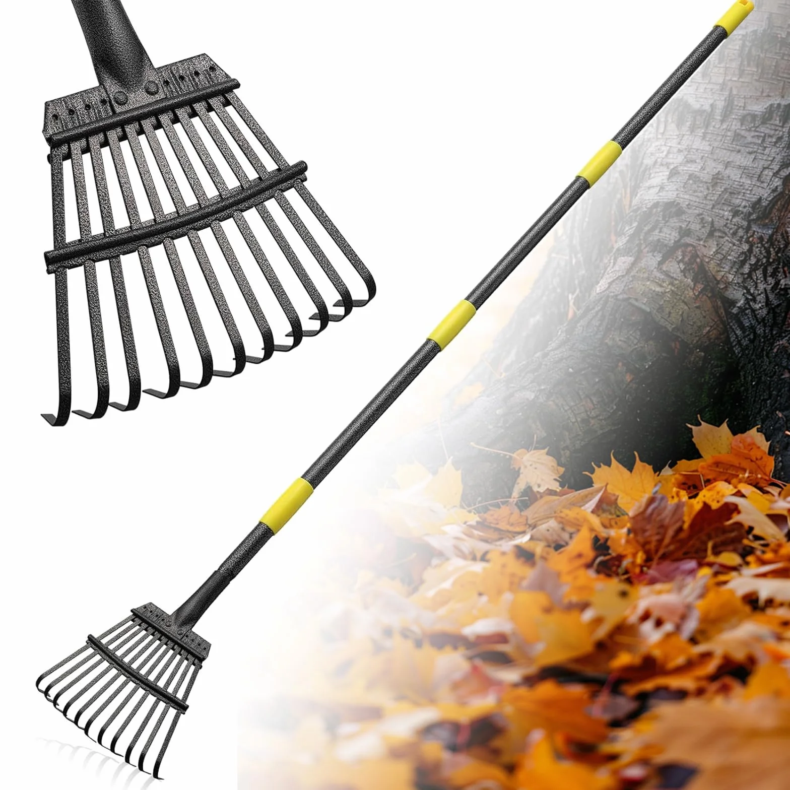 FLY HAWK Rastrello da giardino a 11 denti, 1,8 m