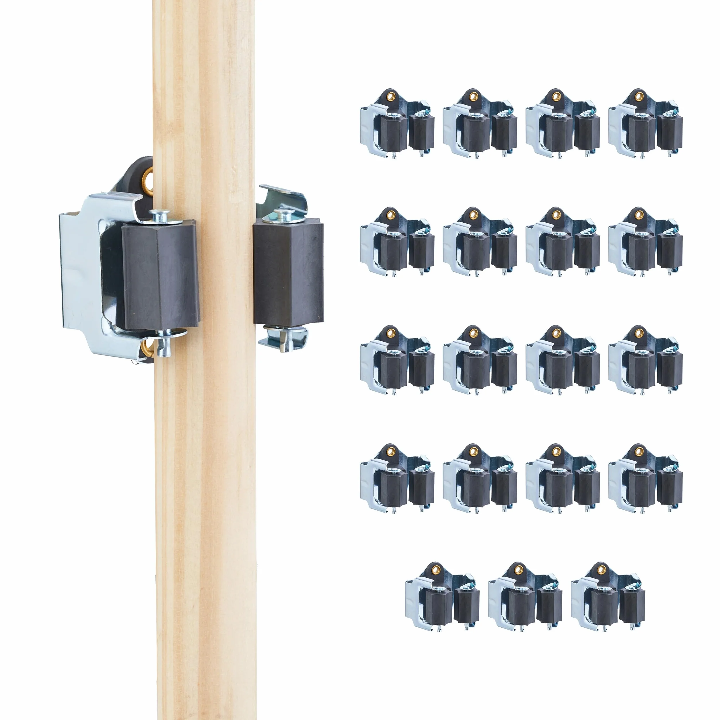 Relaxdays Ganci Porta Attrezzi da Giardino, Set 20 Appendi Portascope e Utensili Casa, Ferro e Poliresina, Nero Argento