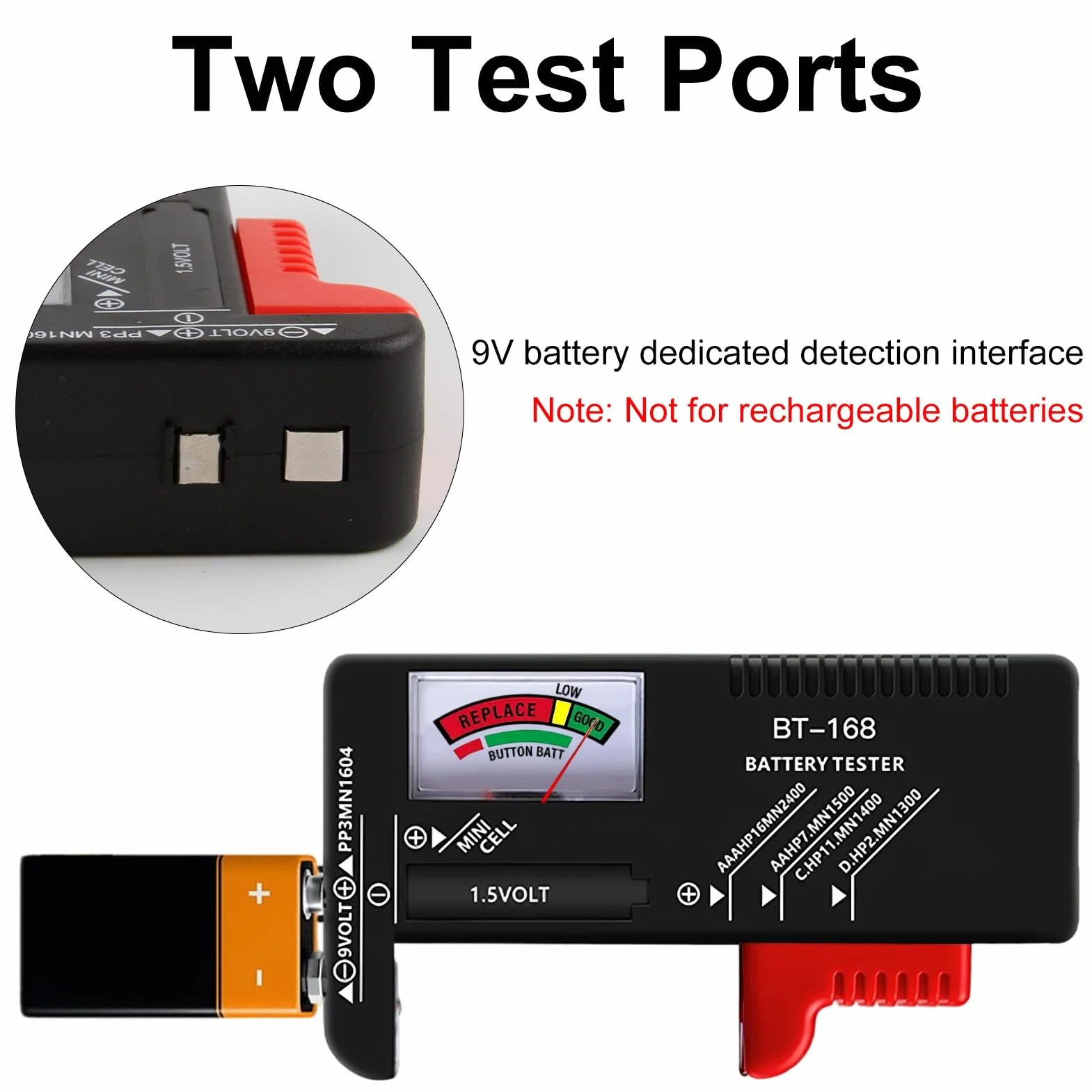 Tester Batteria Universale Misuratore Preciso Per AA AAA C D 9V Pile Bottone 1,5V Controllo Carica