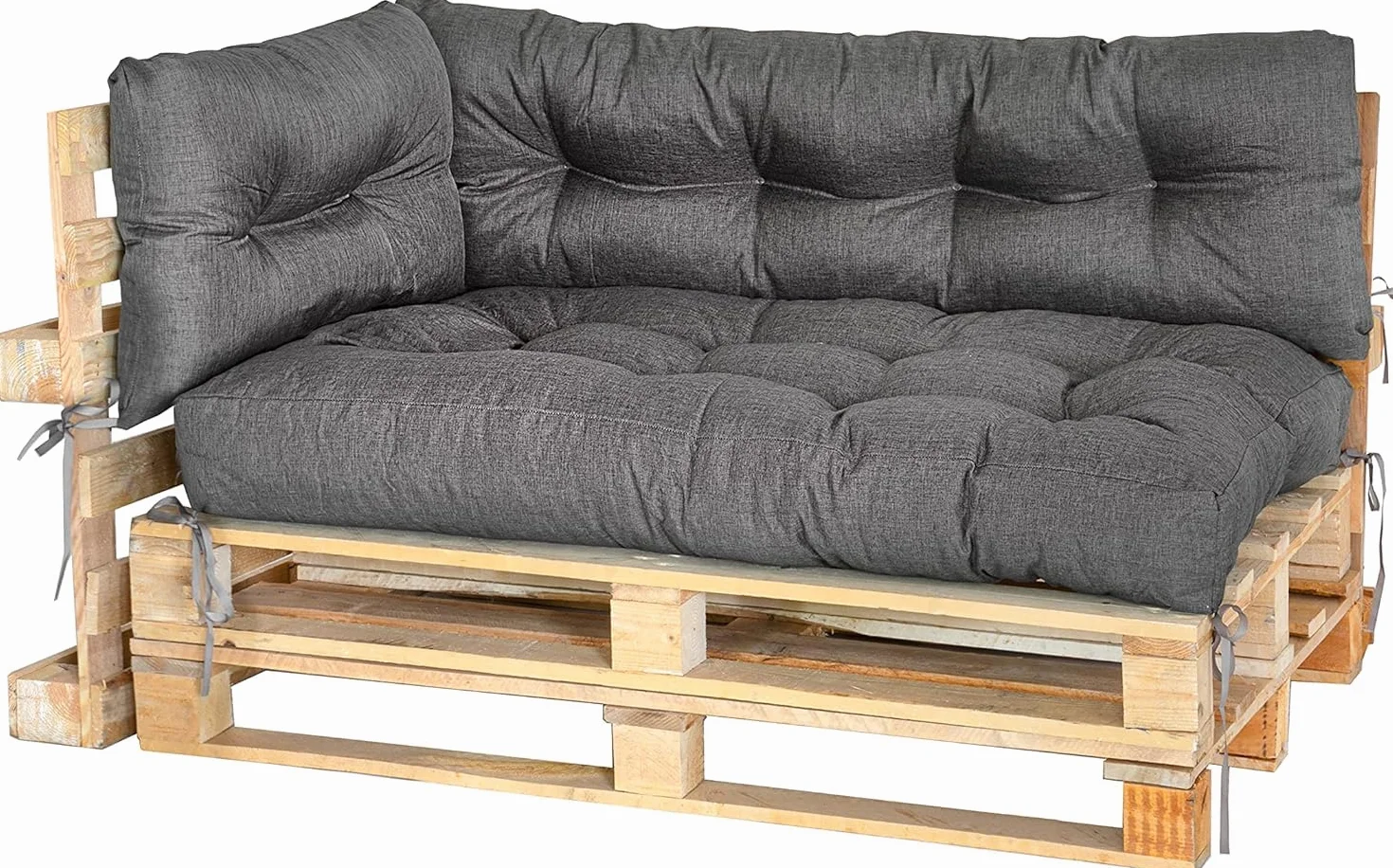 MKS Cuscino pallet Set di 3 impermeabile 120x80 120x40 60x40 cm con cinghie
