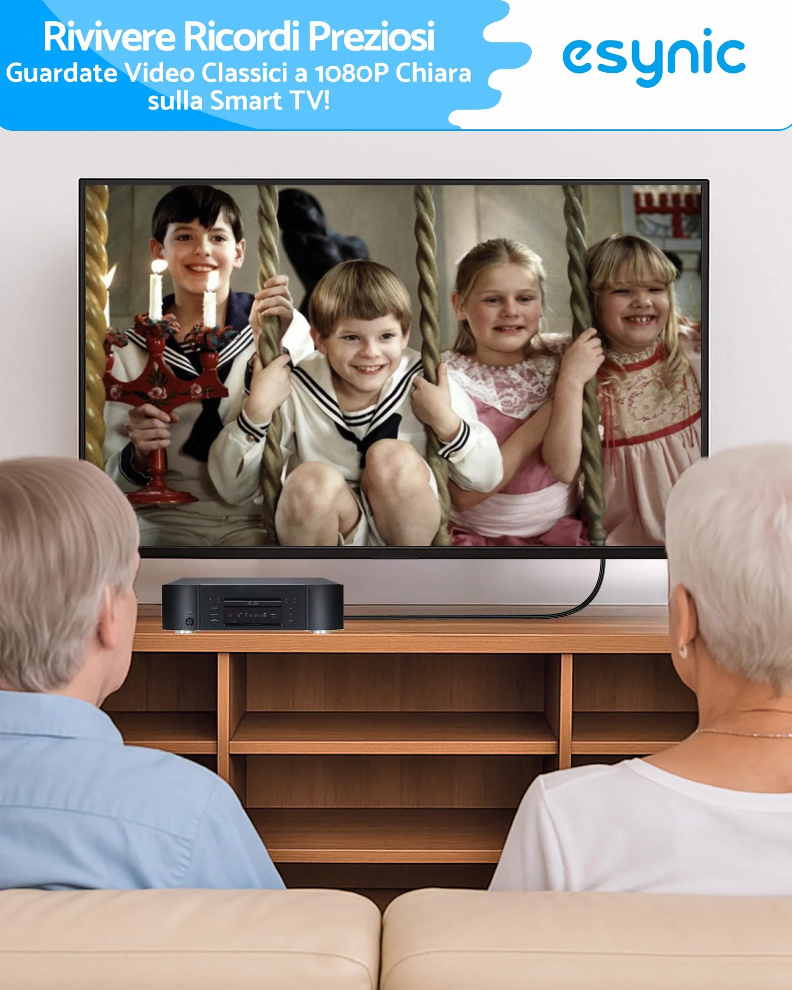 eSynic Convertitore SCART a HDMI 1080P con Cavo Integrato 1.5m Adattatore Video Audio per TV Monitor