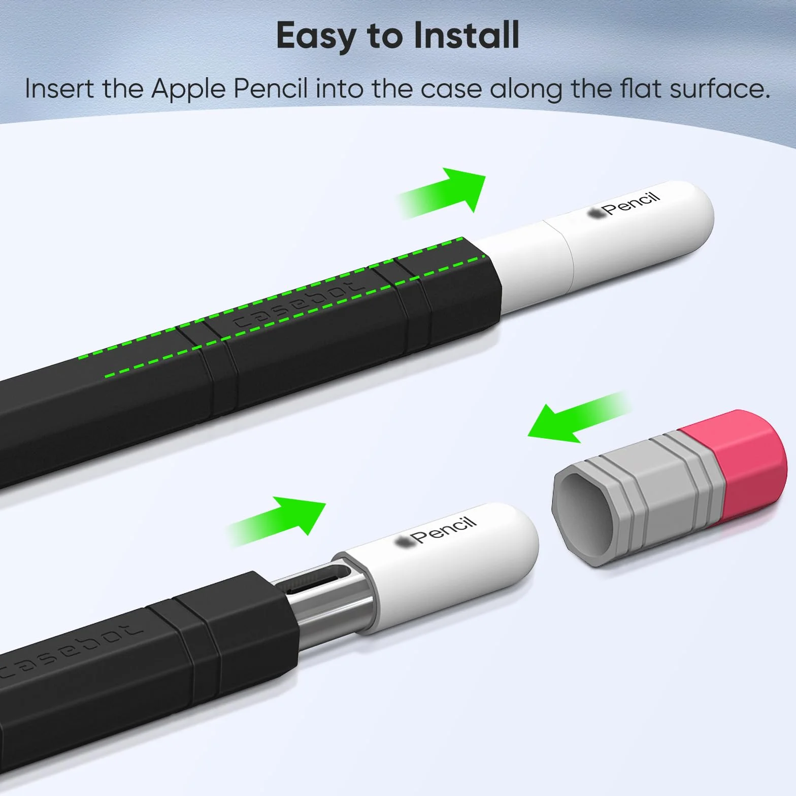 FINTIE Custodia in Silicone per Apple Pencil USB-C, Cover Protettiva Antiscivolo, Supporto Magnetico Nero