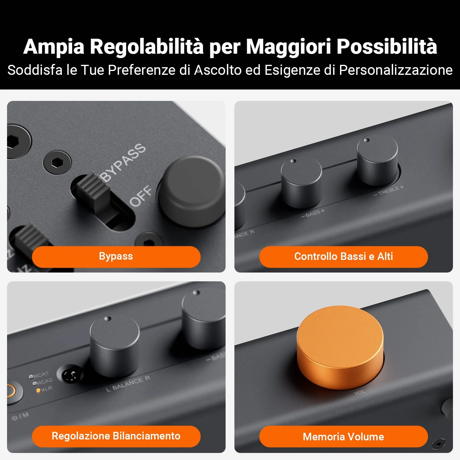 Fosi Audio ZP3 Preamplificatore Bilanciato, 2 Ingressi RCA e XLR, Uscite RCA/XLR e SUB, Preamp Stereo 2.0/2.1 con HPF e Controllo di Tono