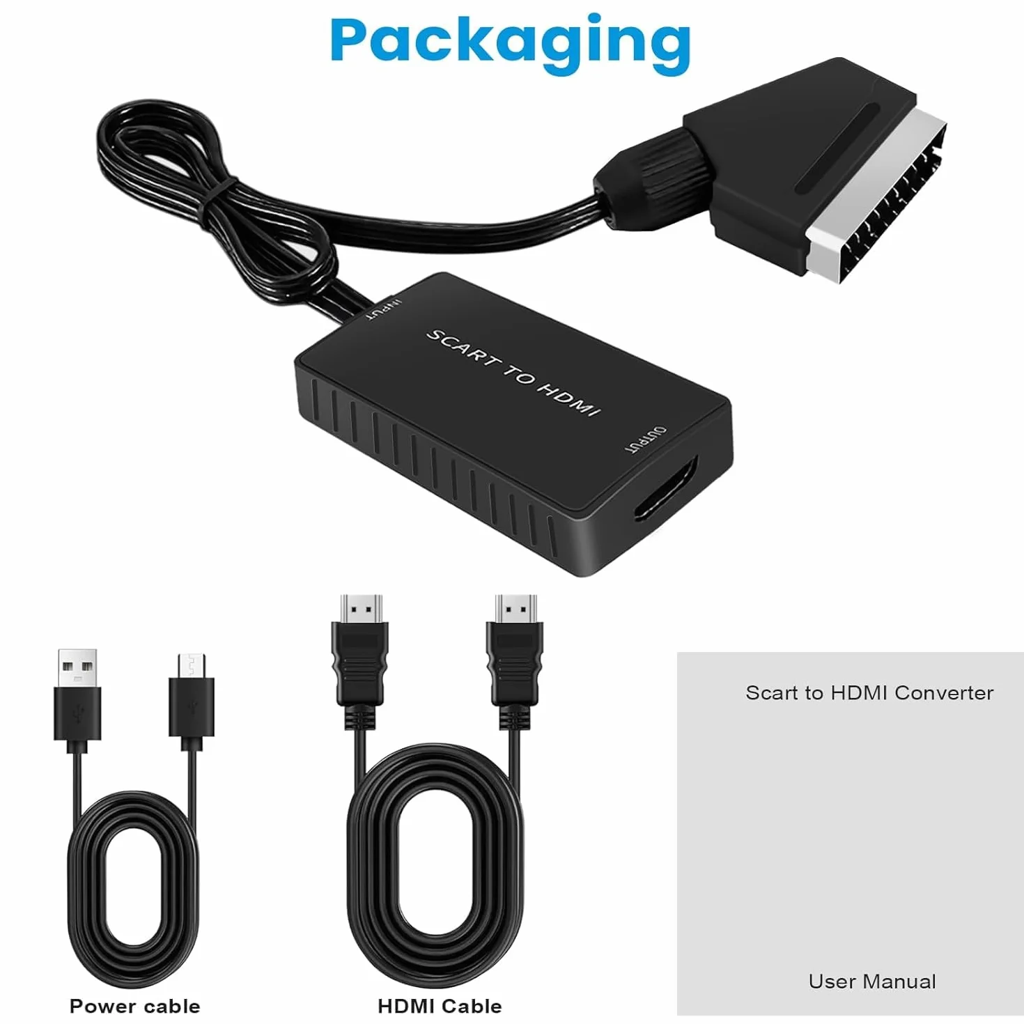 Adattatore Scart a HDMI con Cavi HDMI, Full HD 1080P Switch Video Audio Converter per HDTV