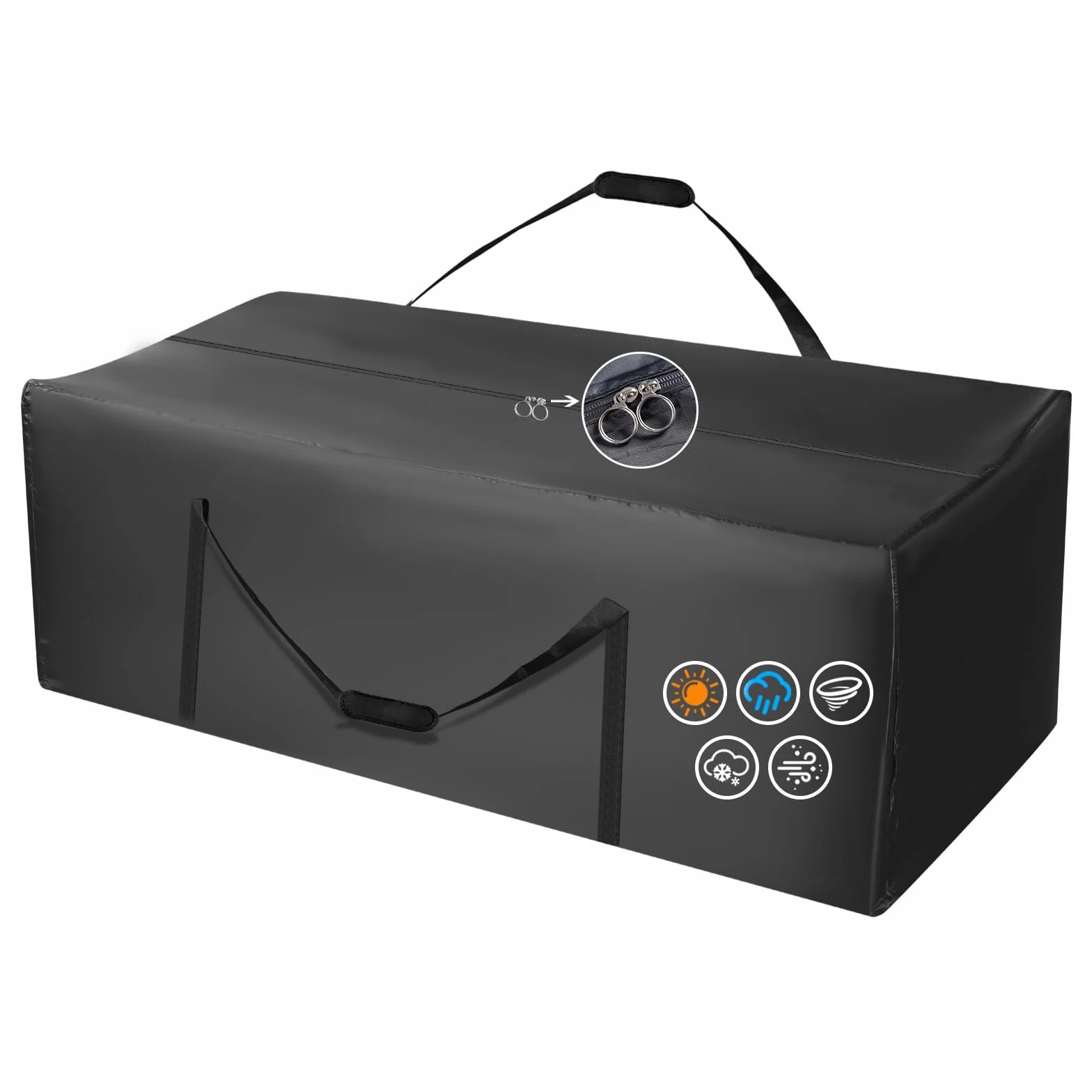 Grande borsa portaoggetti per cuscini da patio, resistente, con cerniera 420D, con cerniera e manici, per mobili da patio, cuscini esterni, borse multiuso jumbo, 172 cm di lunghezza x 76 cm di