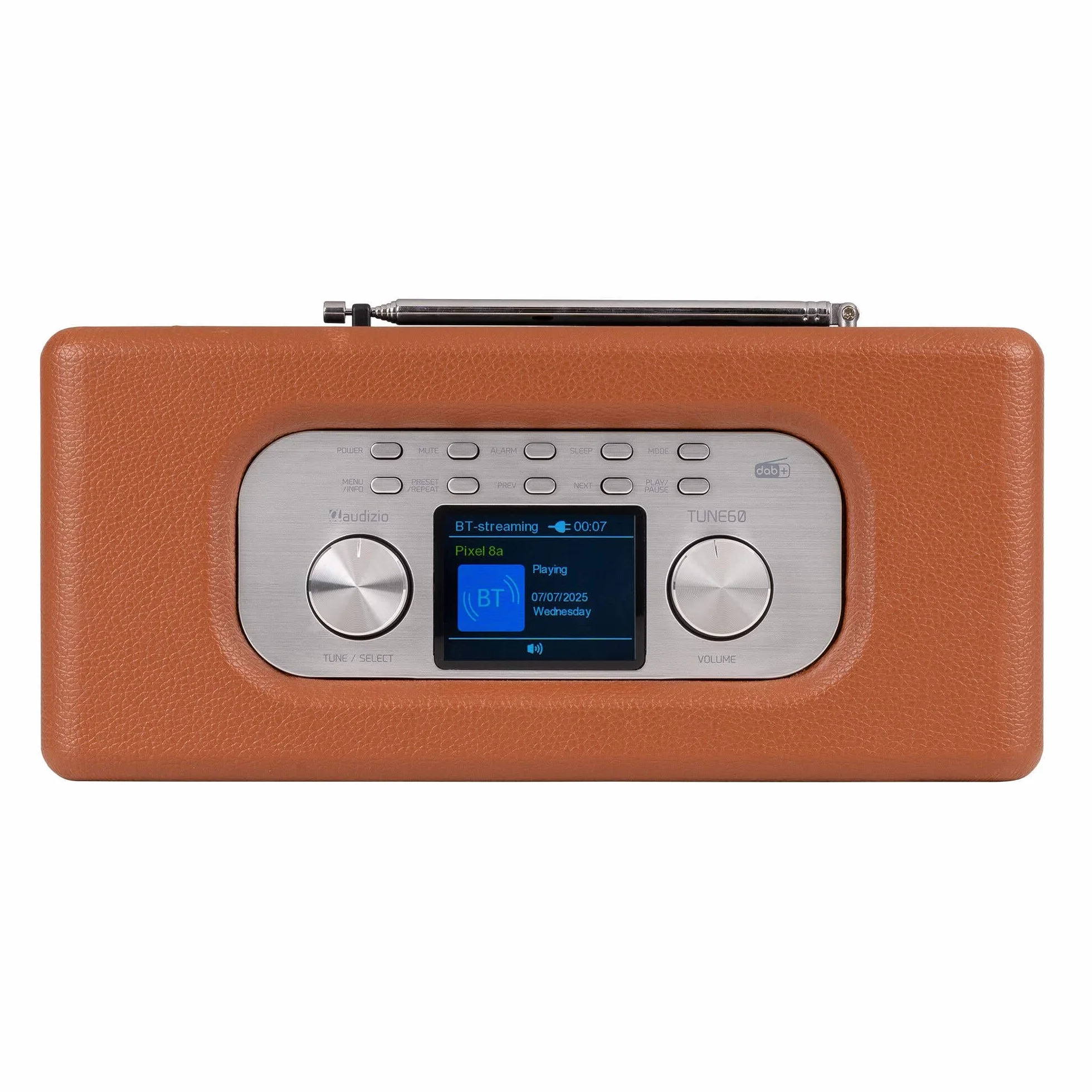 Audizio Tune60 Radio DAB+/FM Bluetooth Vintage Design Lettore USB SD Display LCD Sveglia Digitale Portatile AC Batterie