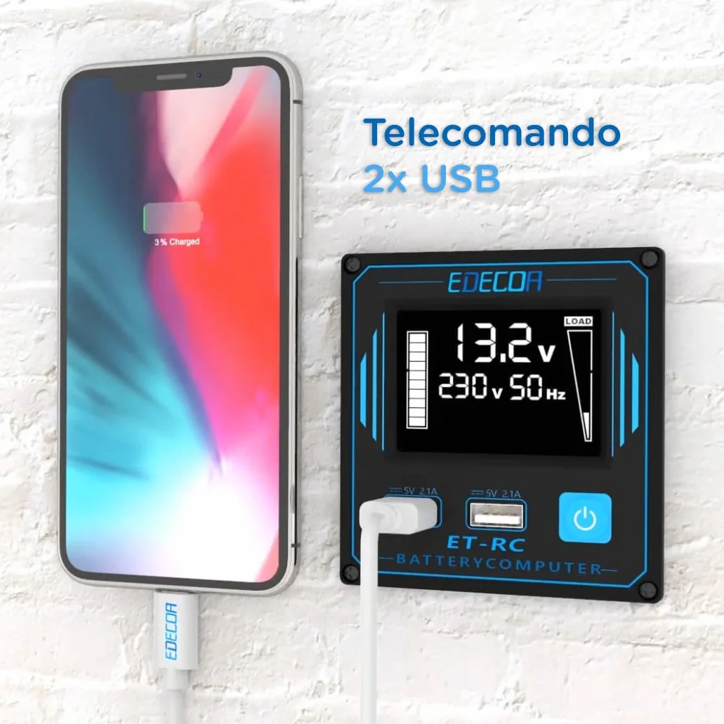 EDECOA inverter 12v 220v onda pura 1000w telecomando usb converter di potenza per camper