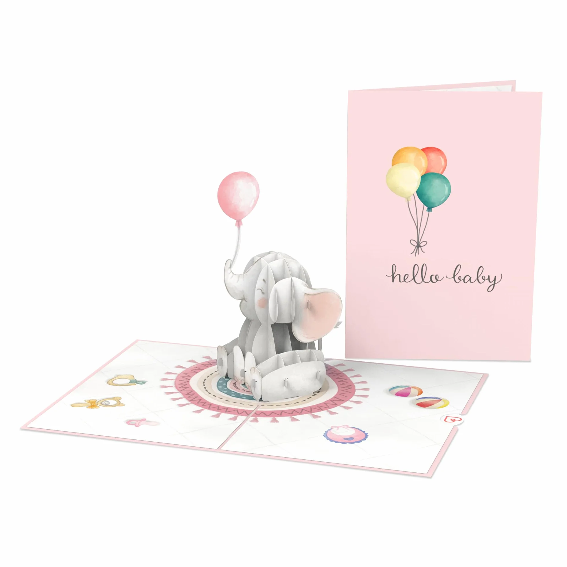 Papercrush® Biglietto pop-up elefante rosa 3D nascita ragazza, regalo denaro figlia, auguri nipoti