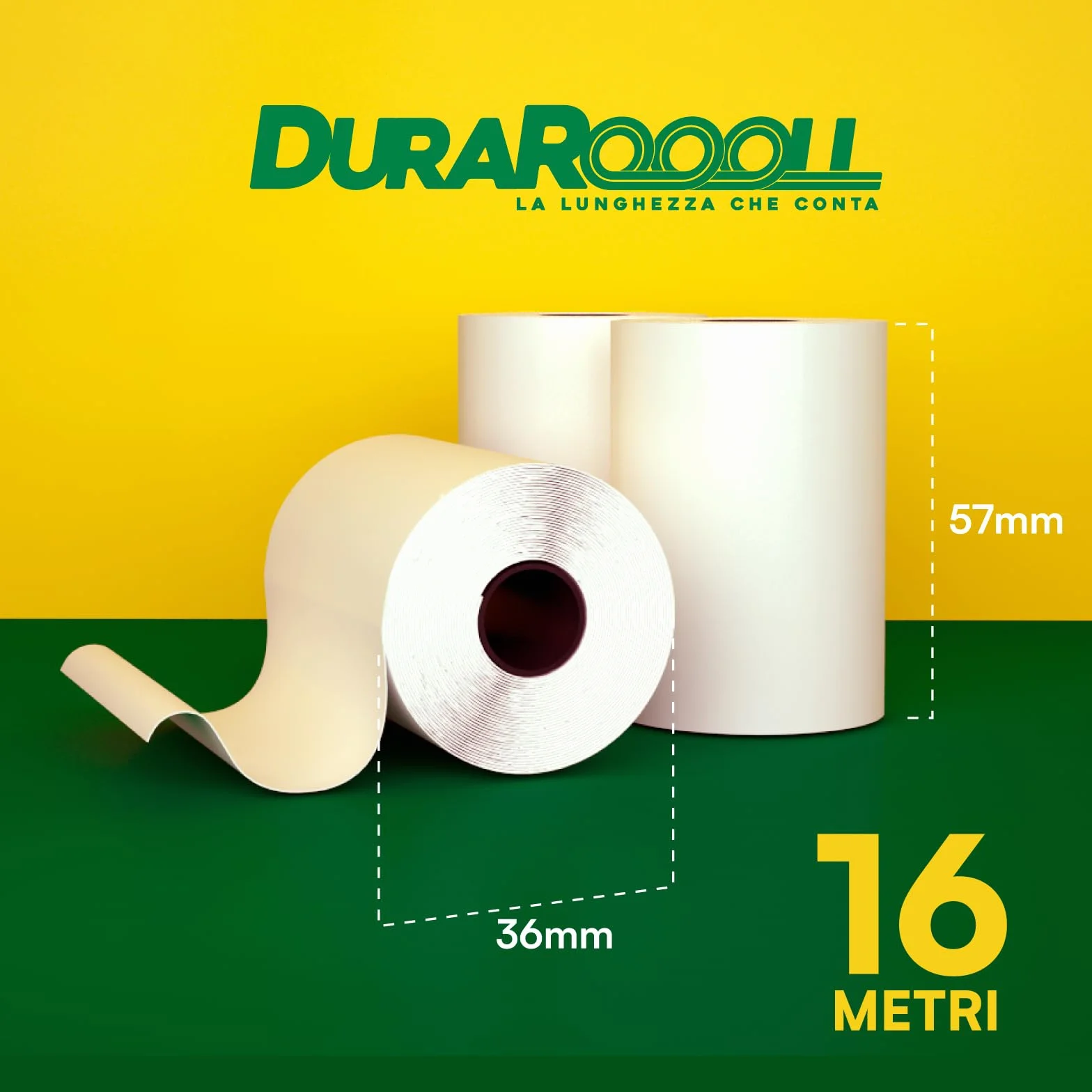 Carta per POS 57x36 Rotoli Termici DuraRoooll 16m Compatibile Nexi SumUp Pax Axerve Ingenico Smart POS