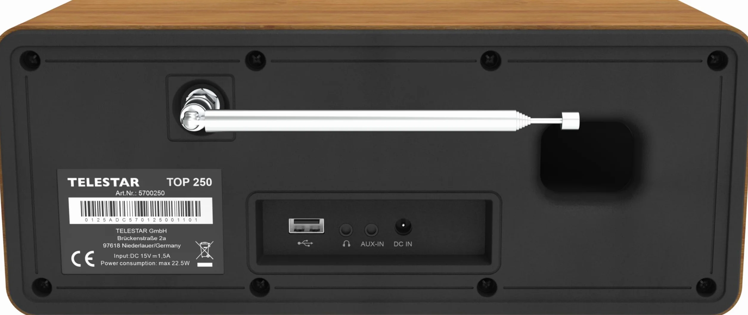 TELESTAR TOP 250 Radio DAB+ Internet Bluetooth Audio-Streaming 2x10W USB registrazione Legno