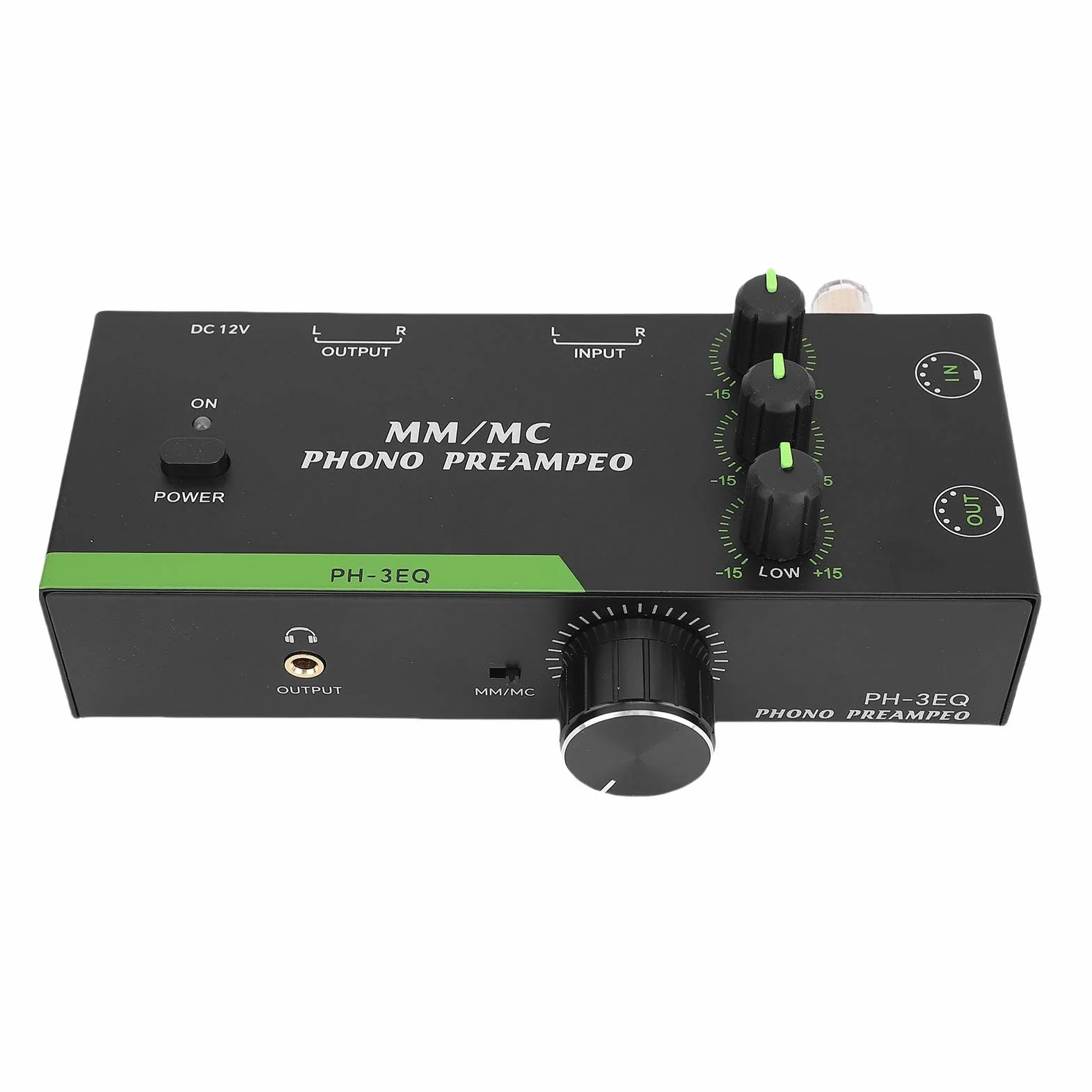 Keenso Preamplificatore Fono MM MC per Giradischi, Lega di Alluminio, Controllo Frequenza, Spina Europea