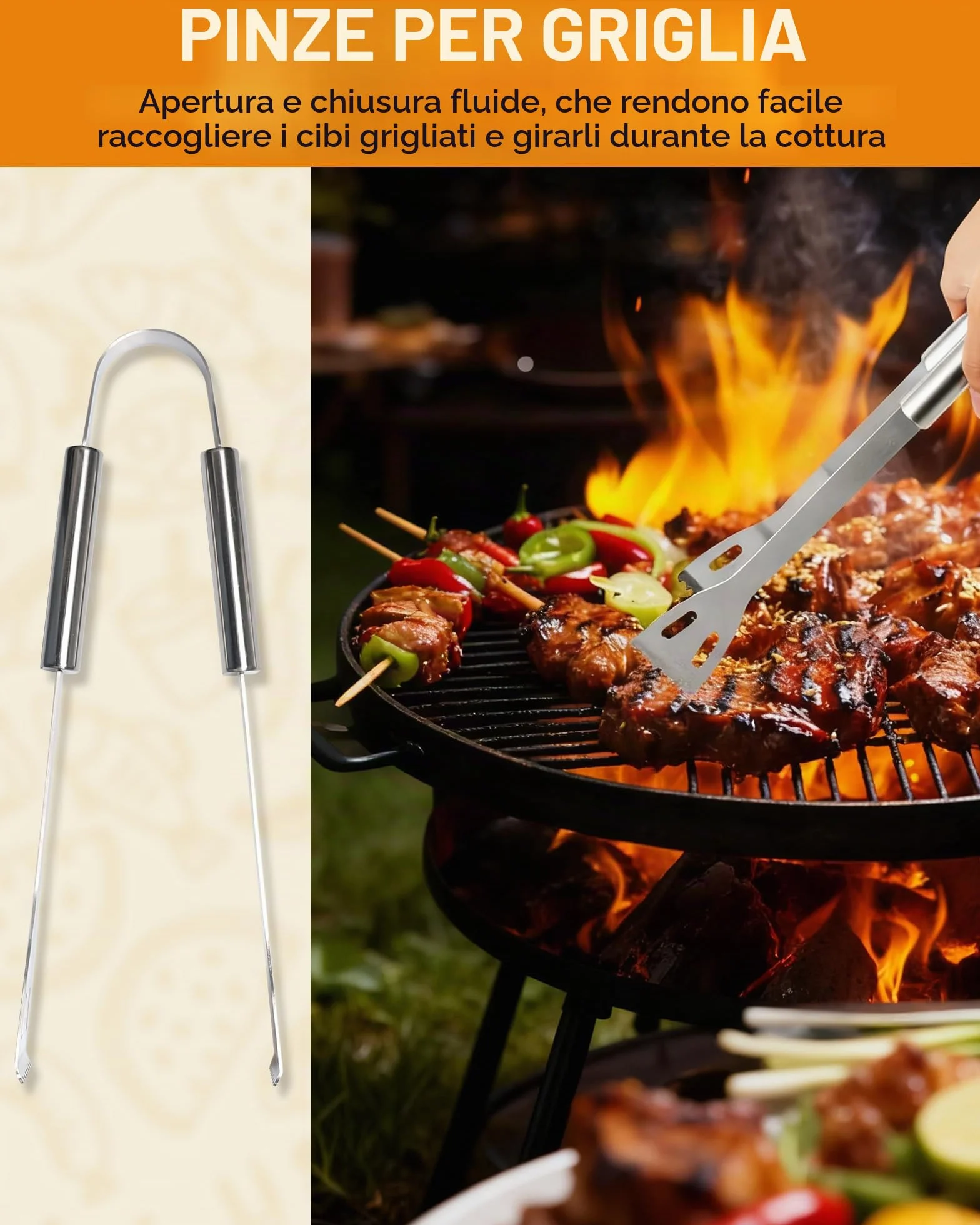 Set barbecue professionale in acciaio inox 5 pezzi - Utensili Barbecue Accessori barbecue regalo per uomini 37x12x7 cm valigetta in alluminio ideale per grigliate e cucina