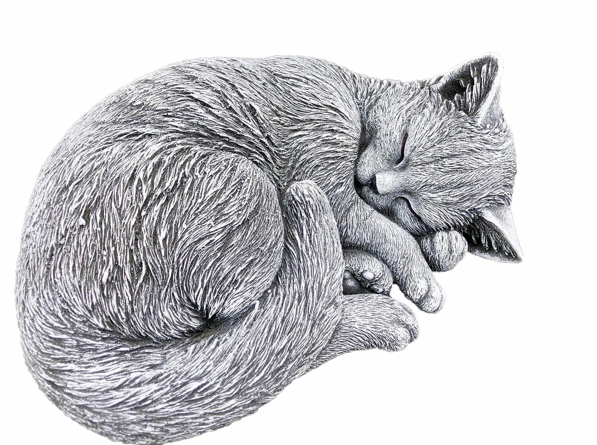 stoneandstyle Statua Scultura Gatto felino Che Dorme, Fatto a Mano, Resistente al Gelo