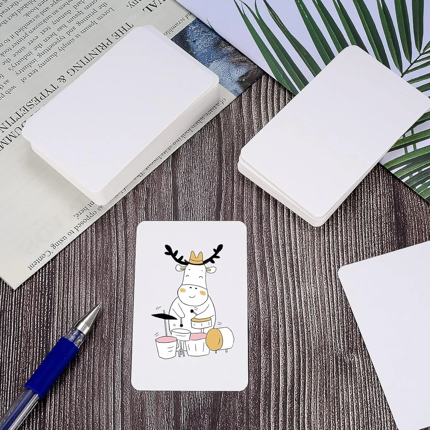 Biglietti da Visita Personalizzati 300 Pz Bianco Carte Kraft 8,8 x 5,4 cm