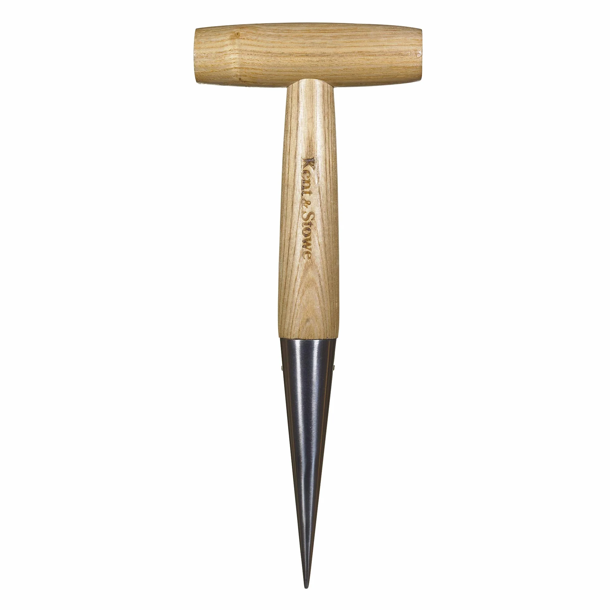 Kent & Stowe Piantatoio – Foraterra in acciaio inossidabile per bulbi e piantine, paletta giardinaggio con manico in frassino, lunghezza: 28,5 cm