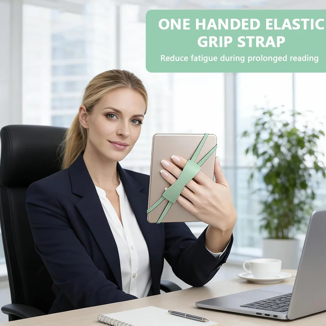 Cinturino da Mano per eReader 6-8 Pollici, Supporto Elastico Antiscivolo Verde