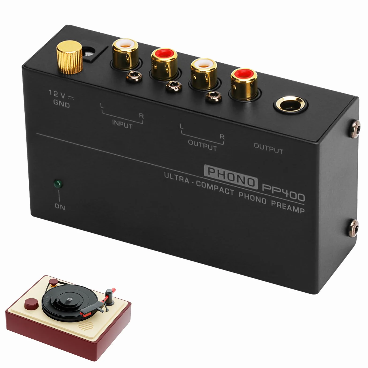 Molbory Phono preamplificatore giradischi RCA Input Output 12 V ultra compatto