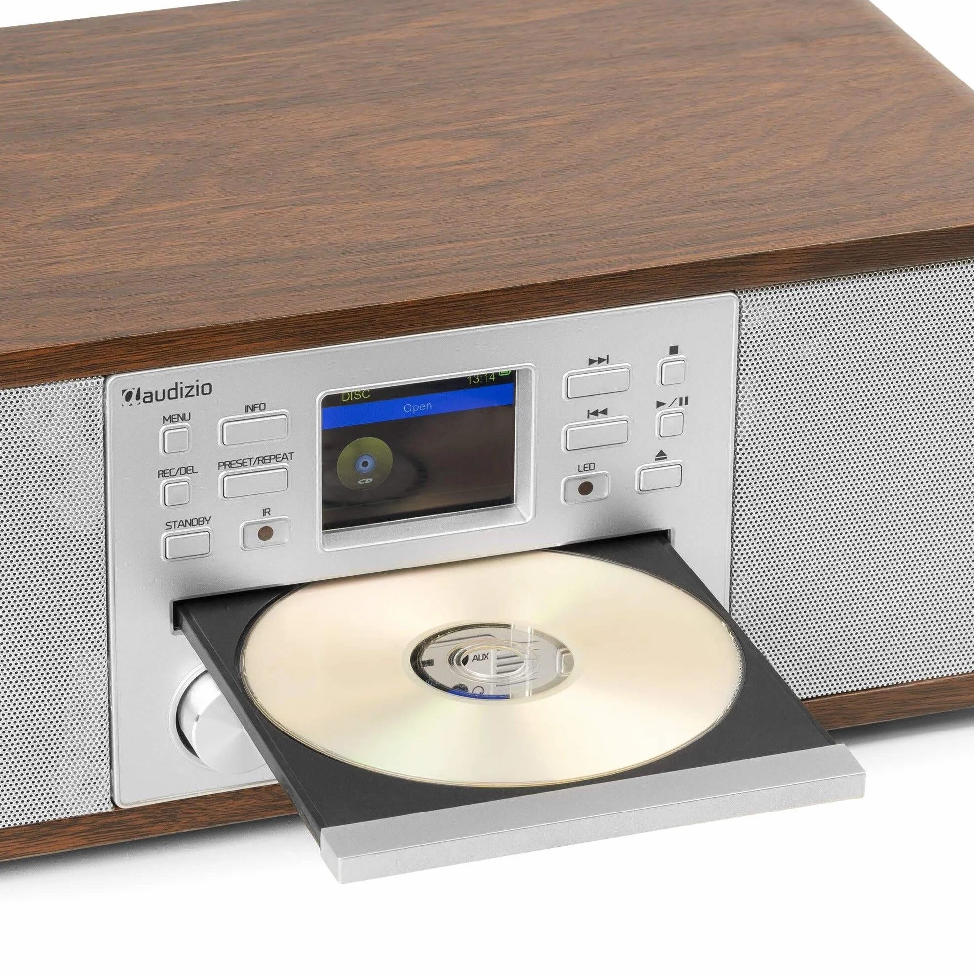 Audizio Avola Radio DAB+ Internetradio z czytnikiem CD Bluetooth WLAN FM Srebrny Brązowy