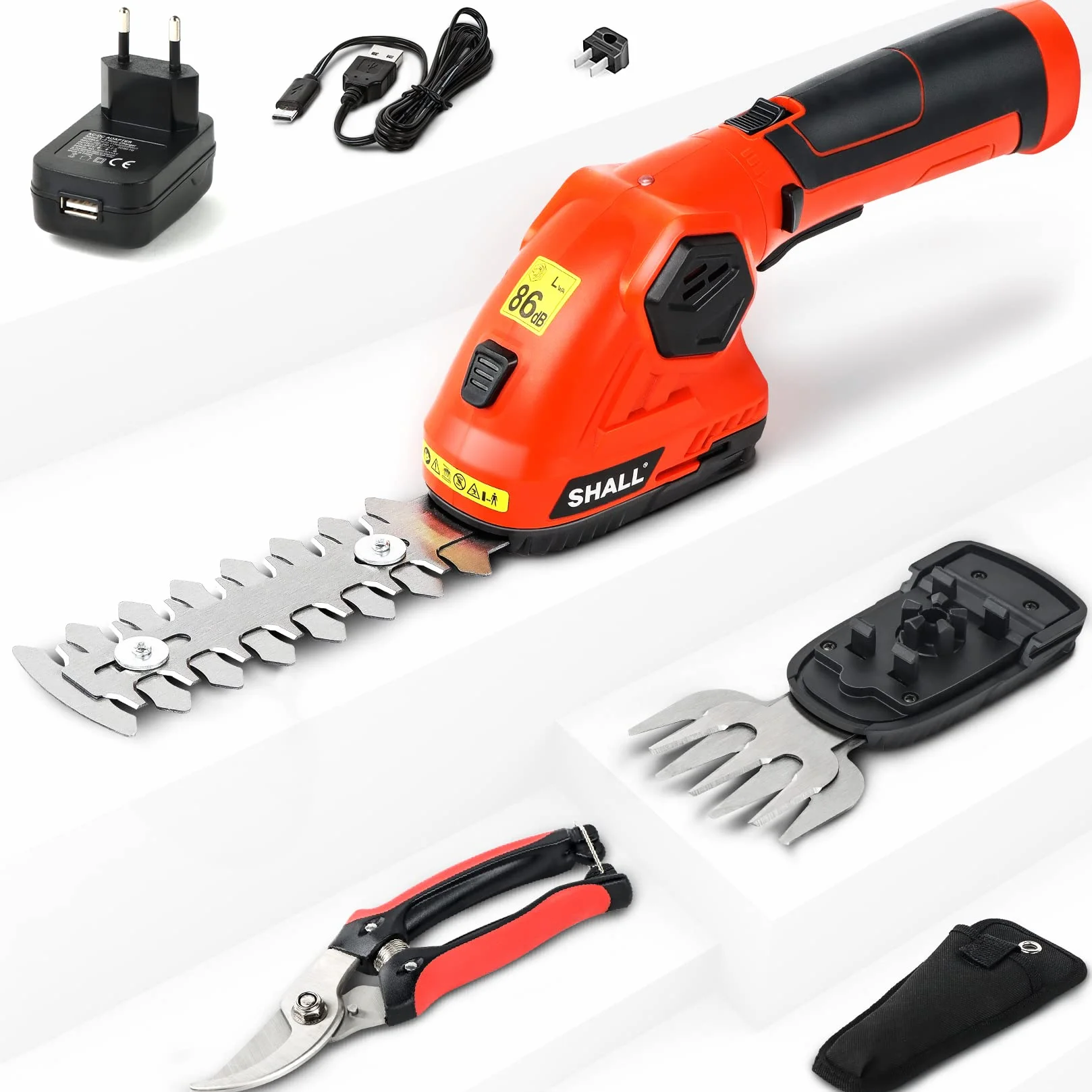 SHALL Tosaerba e tagliasiepi a batteria - Tagliasiepi elettrico da 7,2 V Tagliasiepi portatile 2 in 1