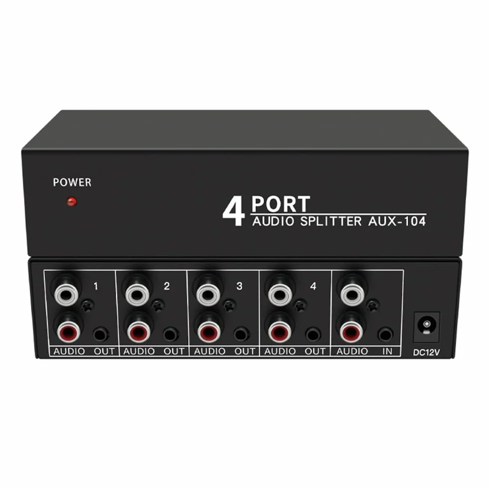 Splitter Audio 1 in 4 Uscite L/R Aux Stereo Distributore 1X4 per PC Dvd Altoparlante