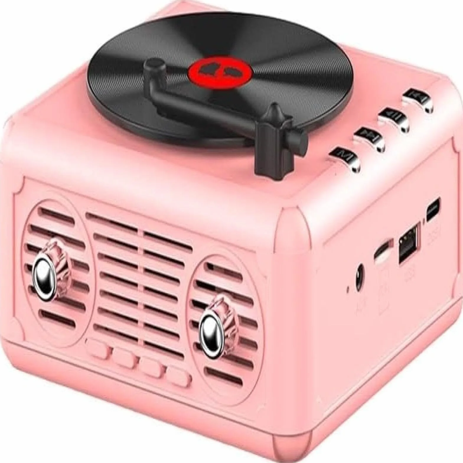 Przenośny odtwarzacz CD Bluetooth z głośnikiem na TF USB różowy