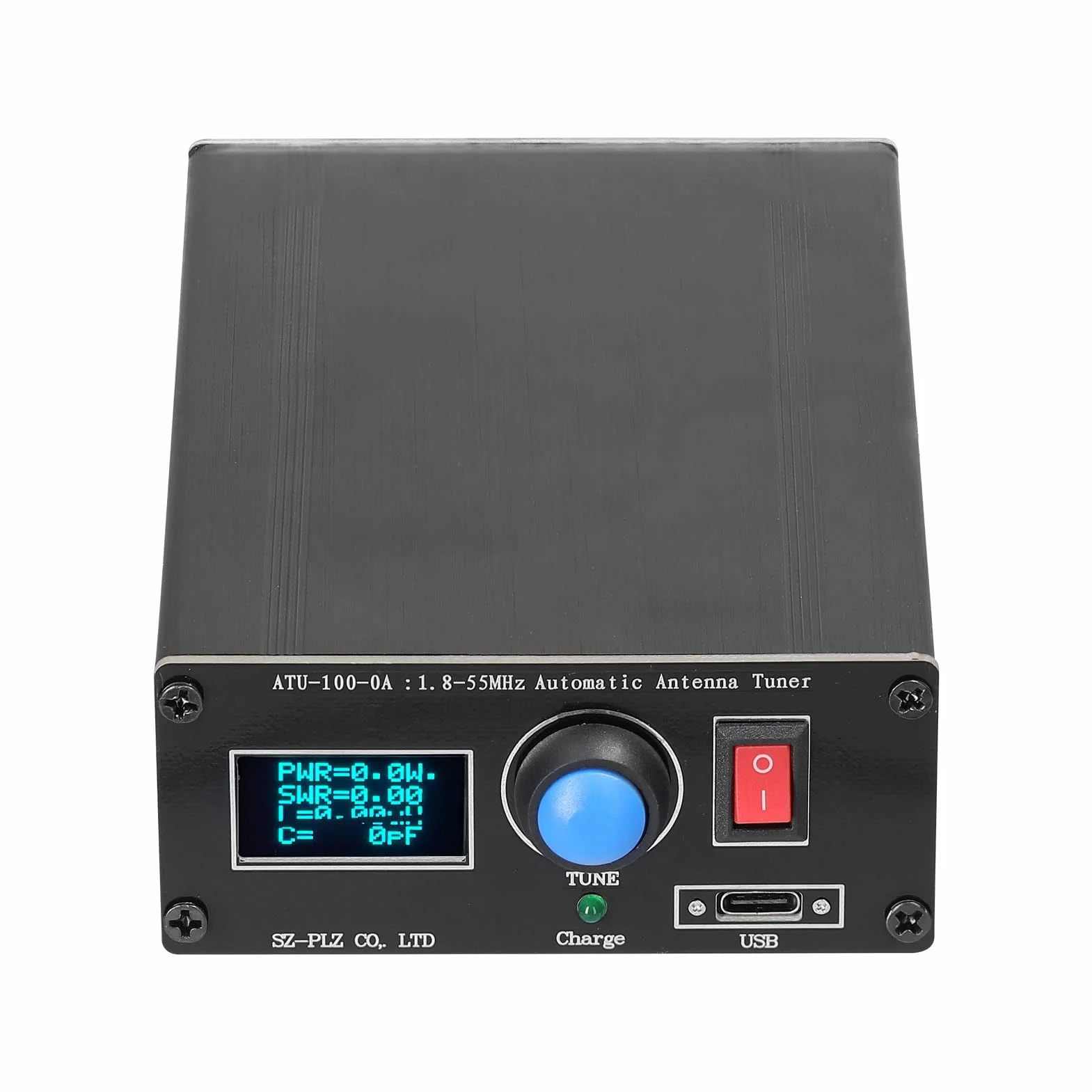Baugger ATU-100-0A Mini sintonizzatore automatico per antenna 1,8-55 MHz Display OLED 0,91 pollici Outcase lega alluminio 1800 mAh