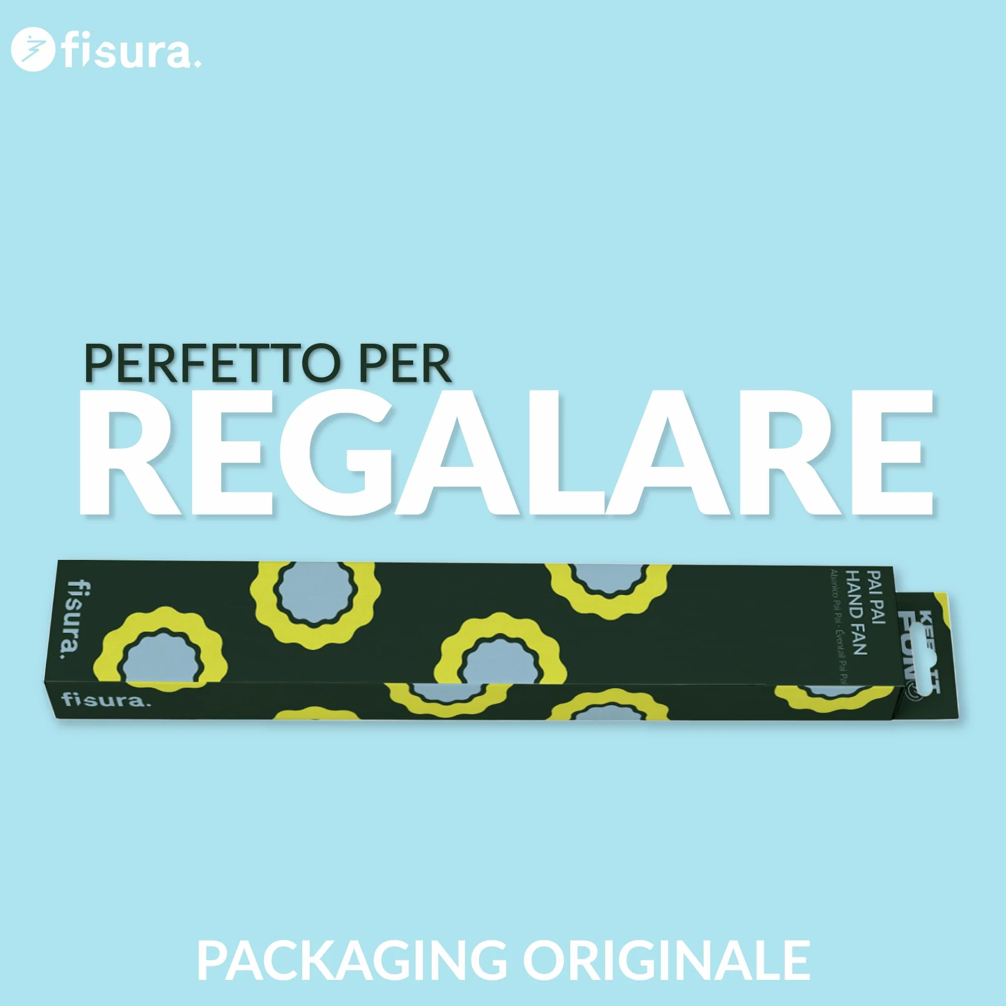 Fisura – Ventaglio pieghevole verde con onde, ventaglio originale in carta, pai pai verde e blu, accessorio per matrimonio, dettaglio per invitati, idea regalo per festa o cerimonia