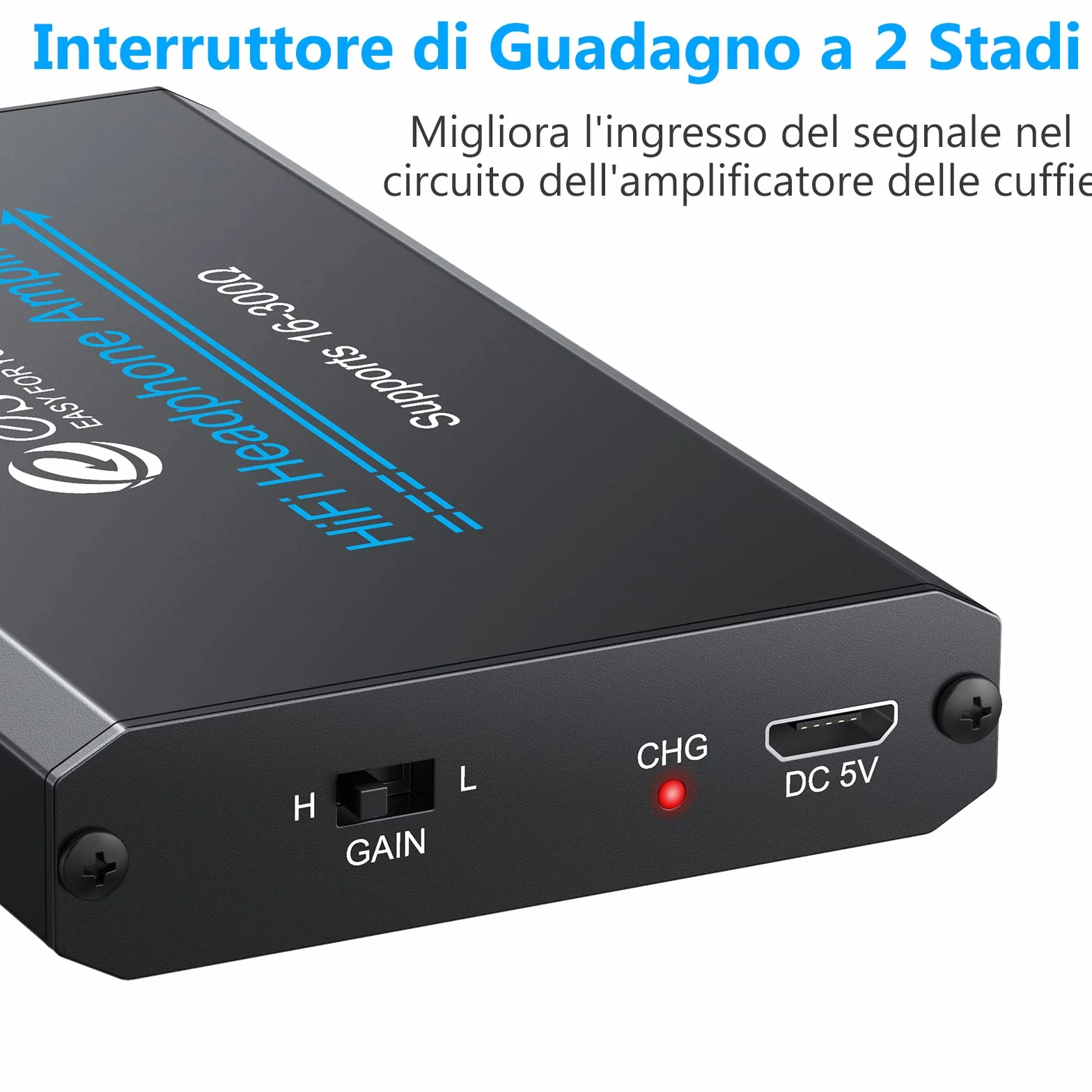 eSynic HiFi Amplificatore per Cuffie 16-300Ω Portatile per MP3 Lettori Smartphone Laptop con Cavo USB 1.2M