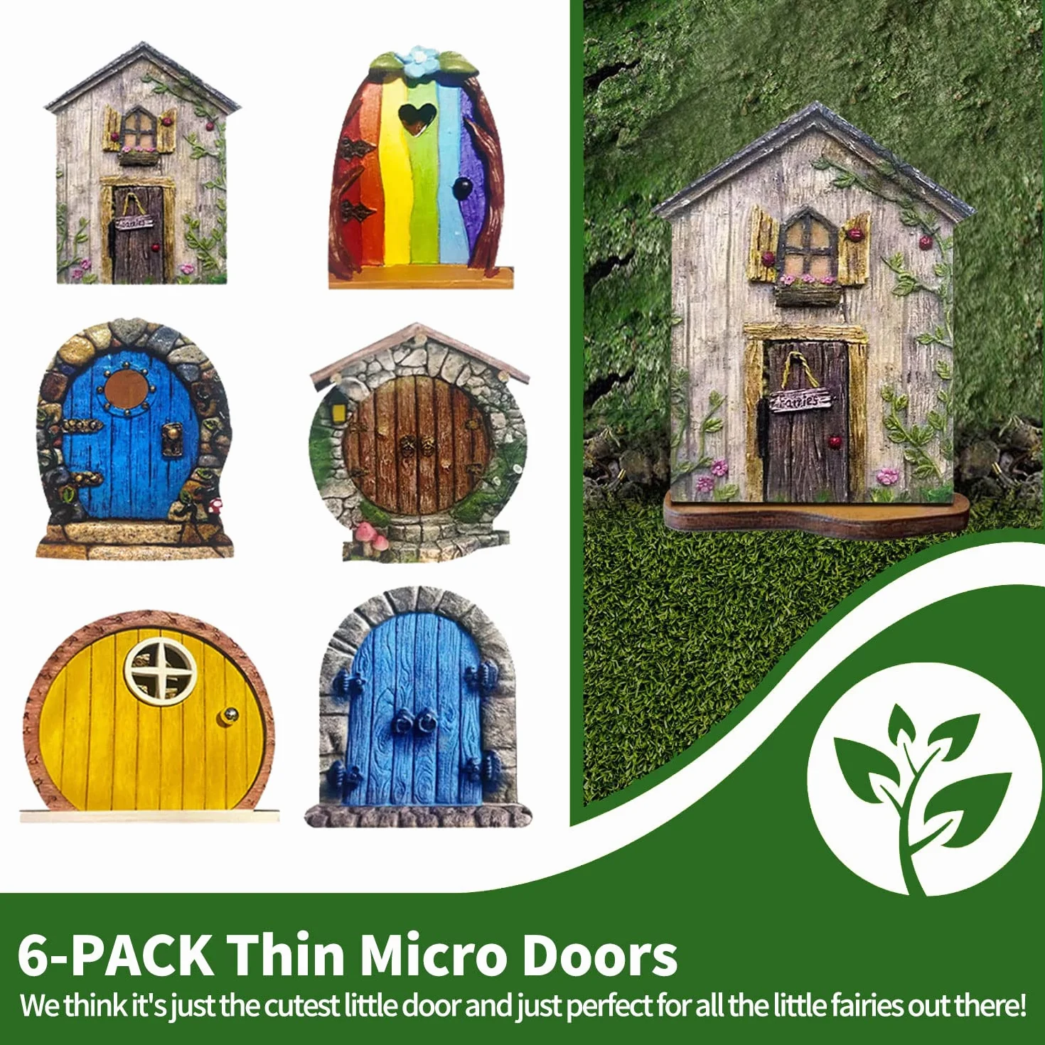 B-019-B 6 Pezzi Porticina Elfo Dell'Albero Del Giardino Delle Fate, Porta In Miniatura Decorazione Fata Piccola Casa Bambini Mini Regalo, Miniatura Fata Giardino Decorazione Esterna