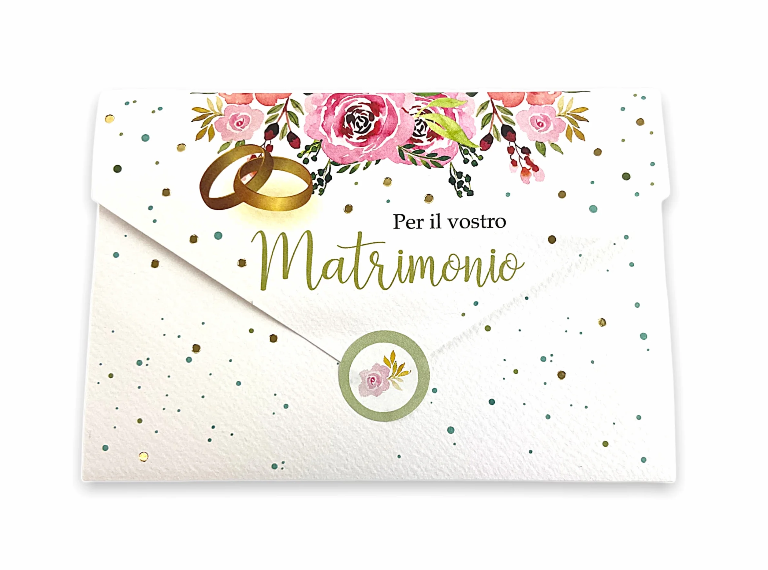 LINA OFFICINE GRAFICHE CREATIVE Biglietto Matrimonio Portasoldi 11 x 16 cm con Busta Interna e Etichetta Chiudi Busta