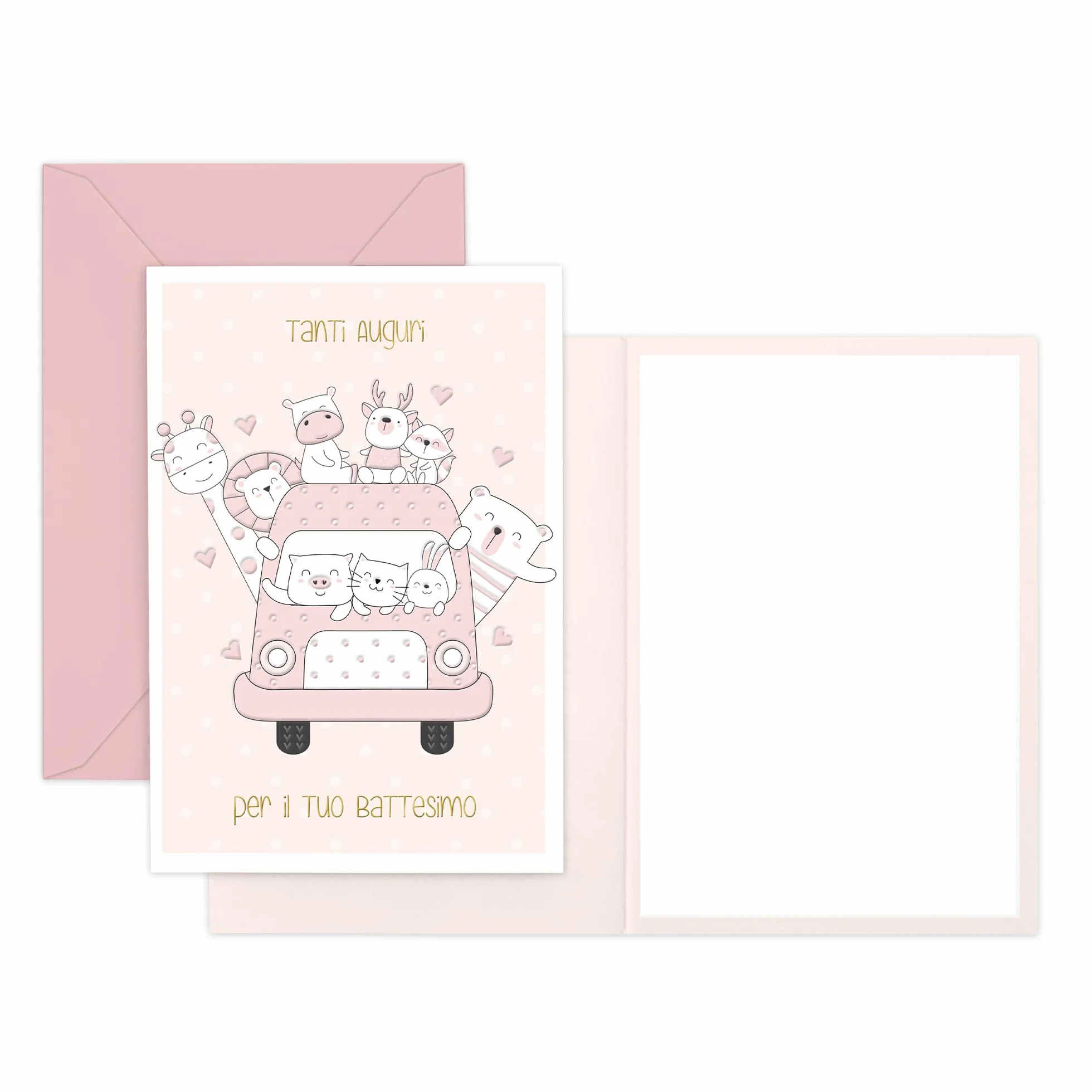 ARKRAFT Biglietto auguri battesimo bambina 17 x 12 cm oro portasoldi interno