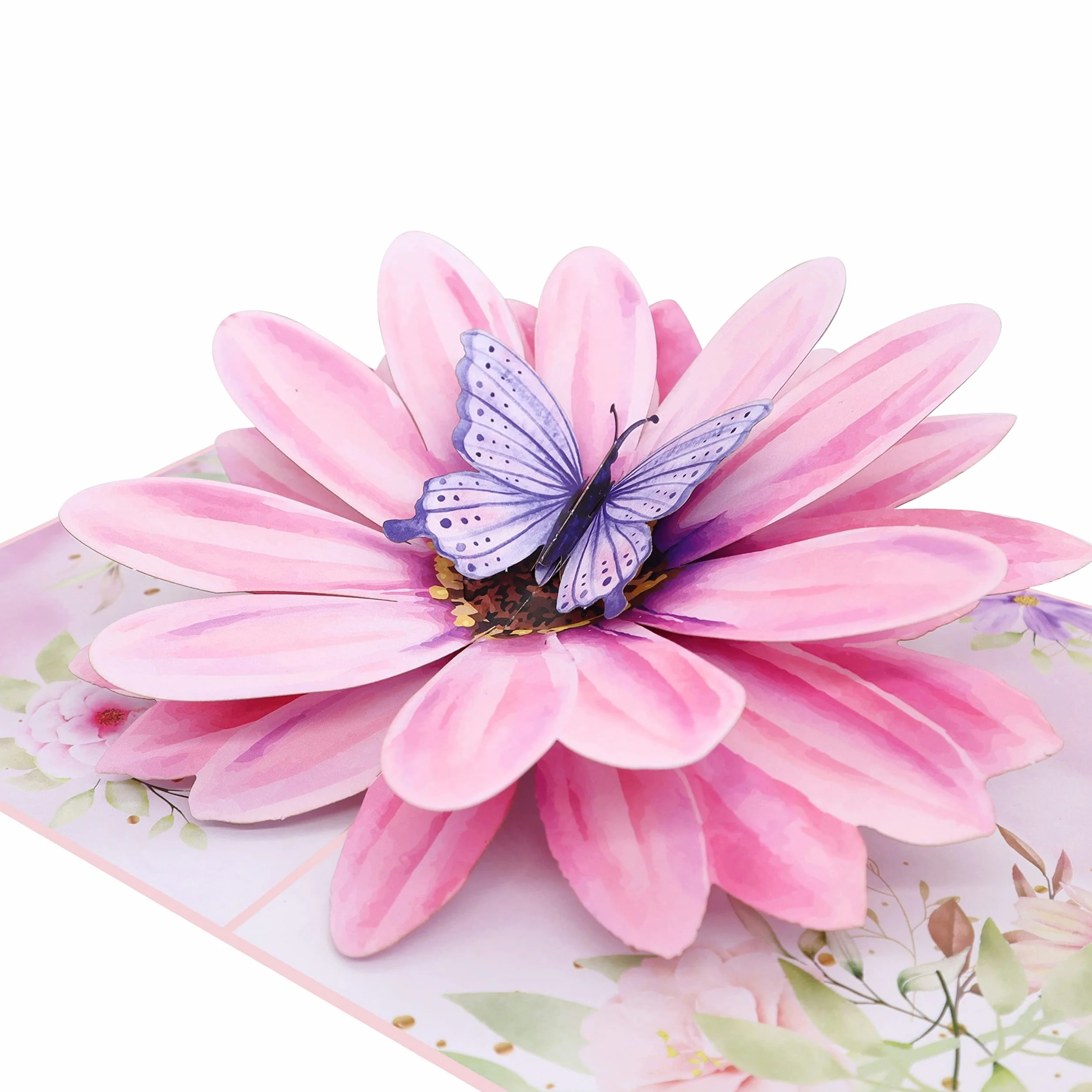 MOKIO Biglietto Fiore Pop-Up 3D con Farfalla – Biglietto Regalo Floreale con Busta