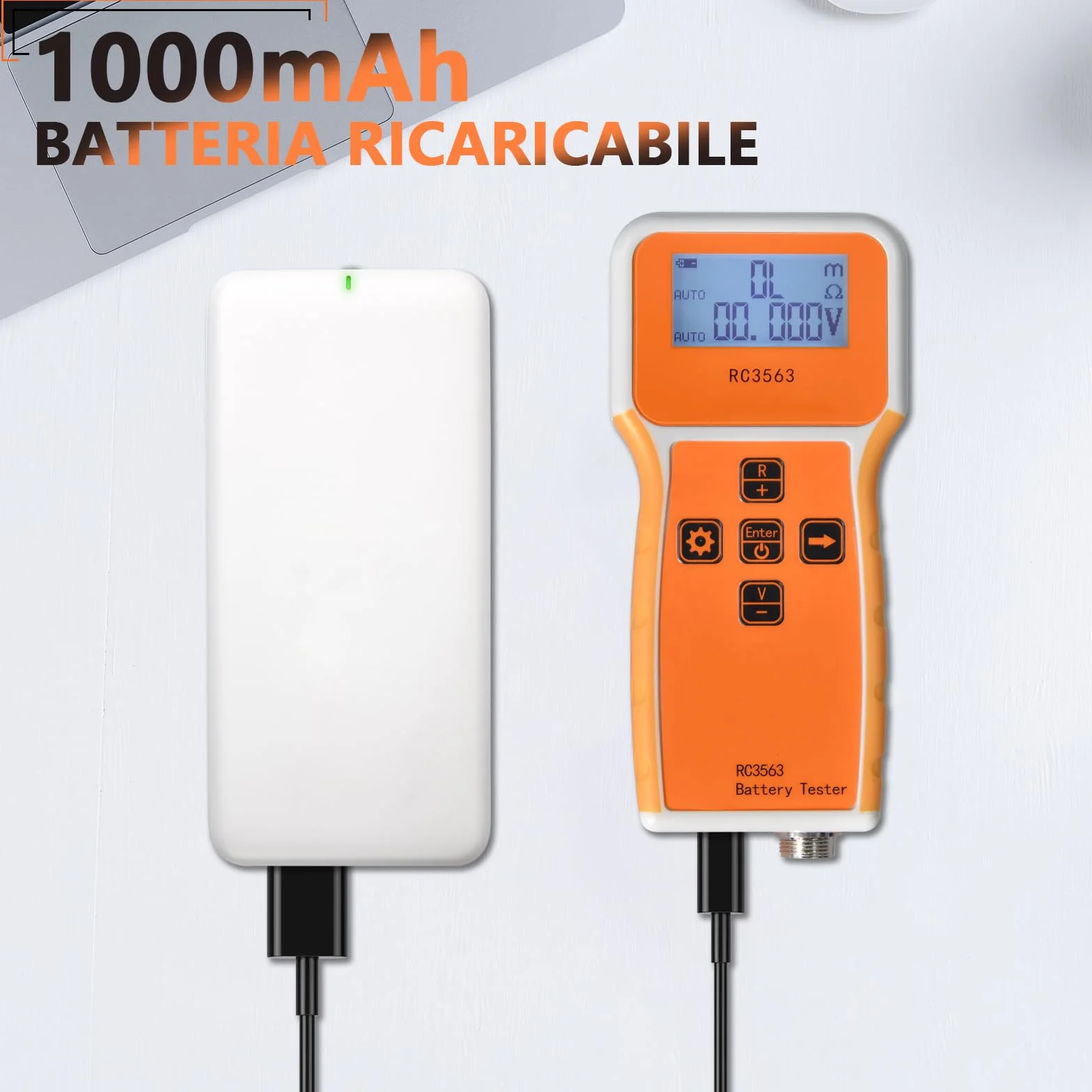 Tester di Resistenza Interna Batteria 1uΩ~200Ω/0~±100VDC, Misuratore Tensione e Resistenza Interna per Acido al Piombo, Ioni Litio, Fosfato Ferro Litio