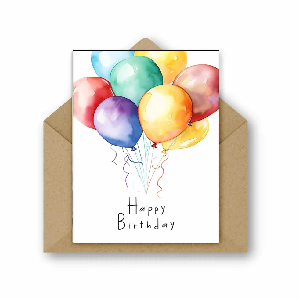 Biglietti di compleanno ad acquerello 30 disegni diversi con buste in carta riciclata