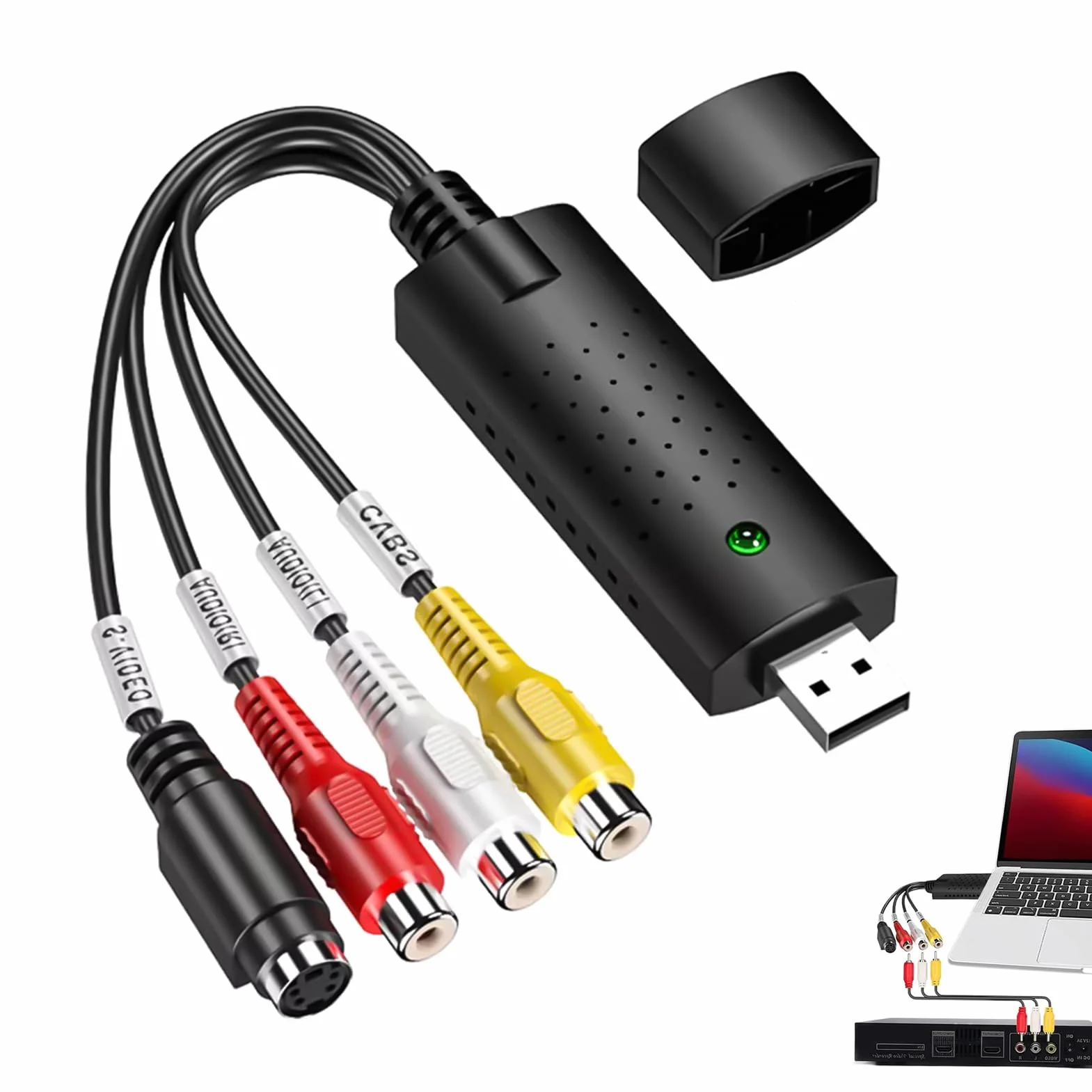 Convertitore VHS in Digitale, Video Grabber per PC, Scheda Acquisizione Audio Video Compatibile Windows Mac